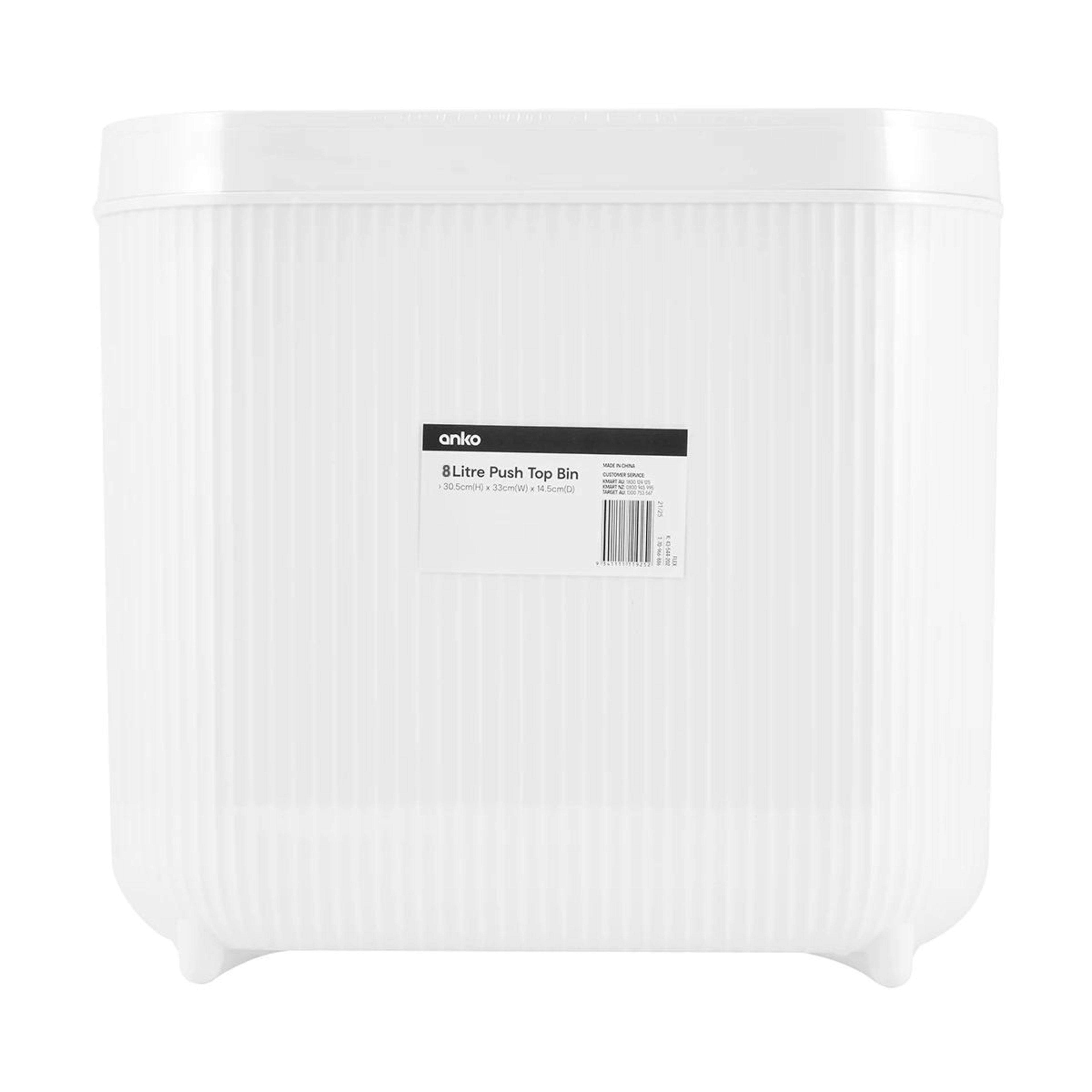 10 8L Push Top Bin - White, 10 of 10