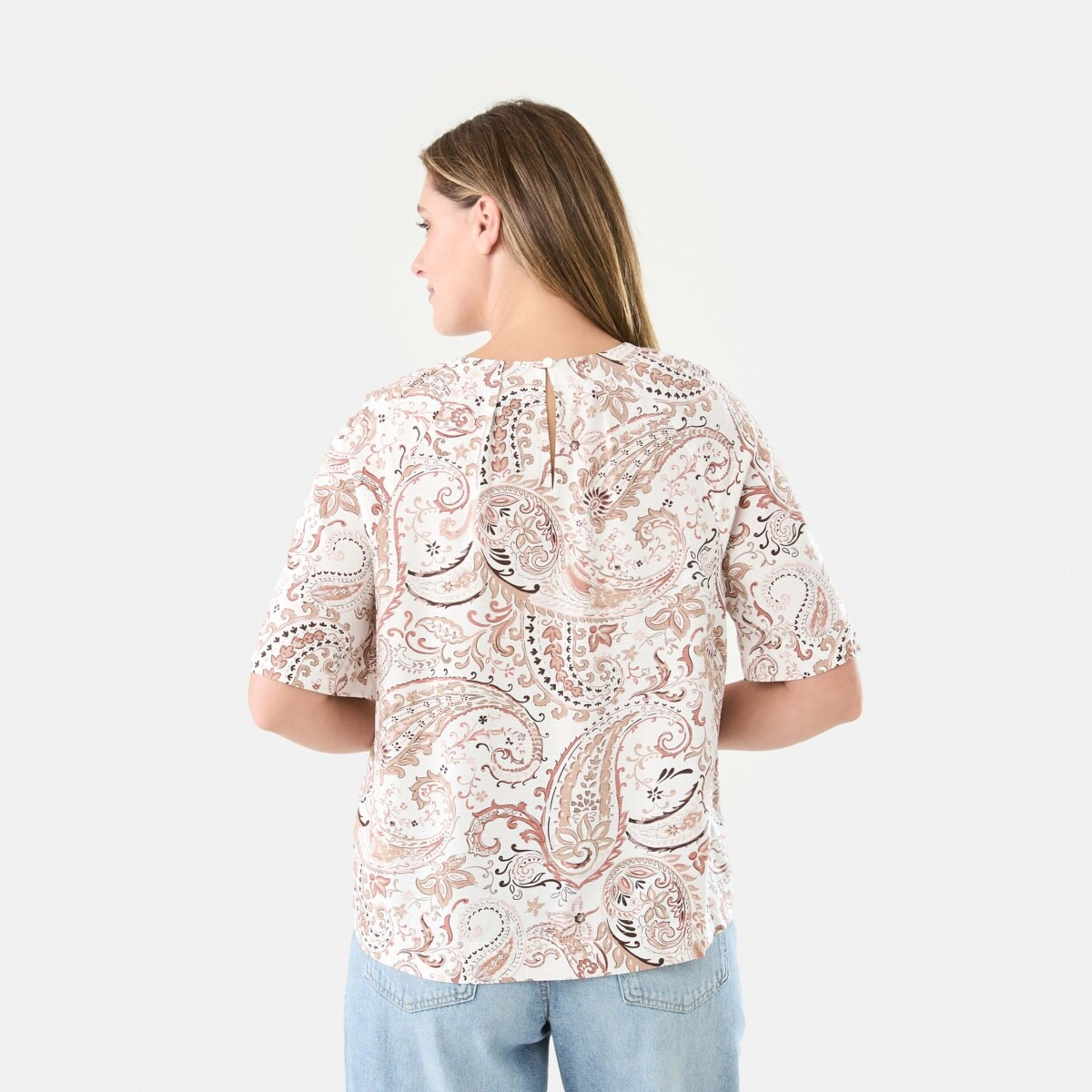 3 Short Sleeve Tuck Top Lrg Paisly, 3 of 5