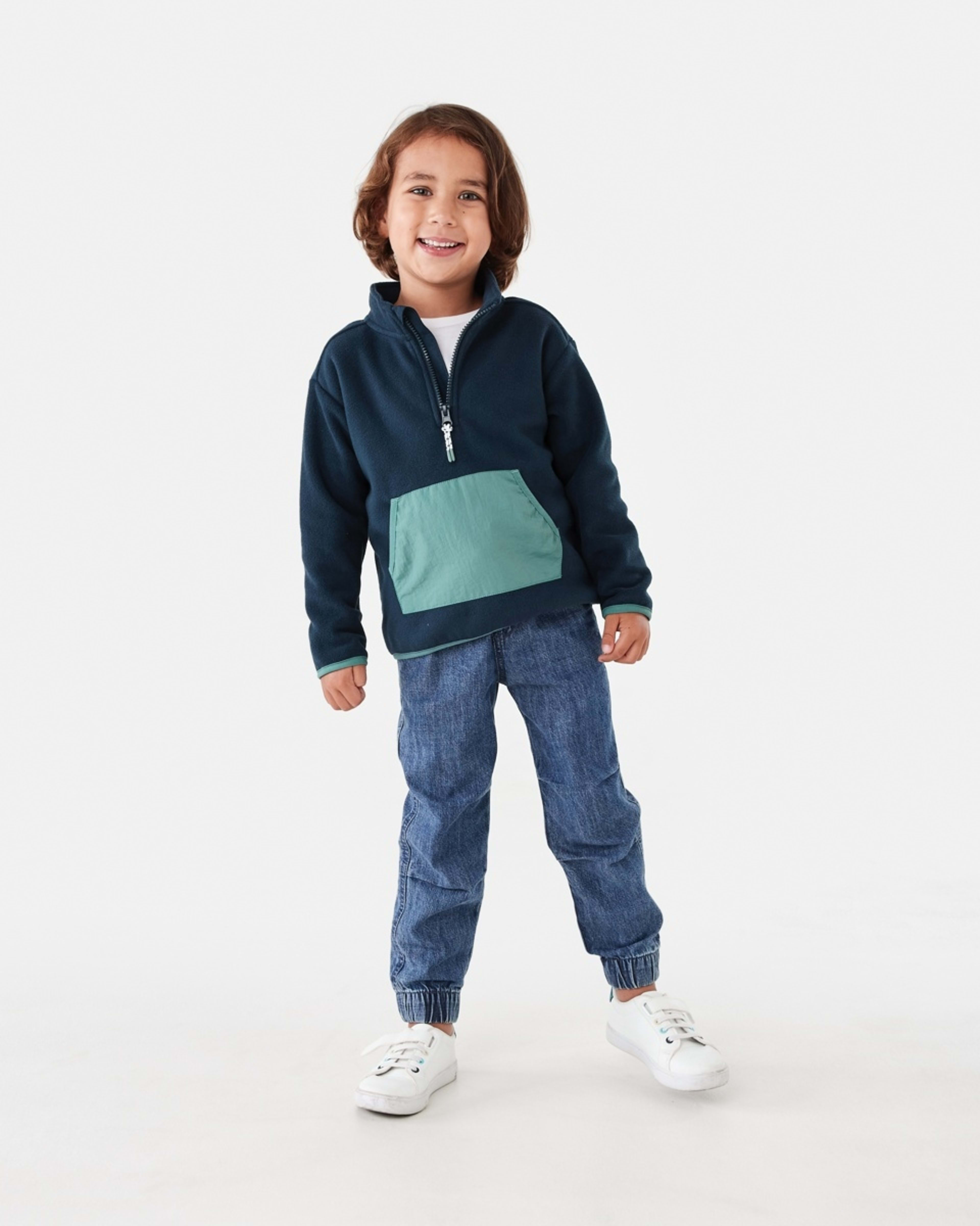 6 Polar Fleece Quarter Zip Sweatshirt Dress Navy, 6 of 9