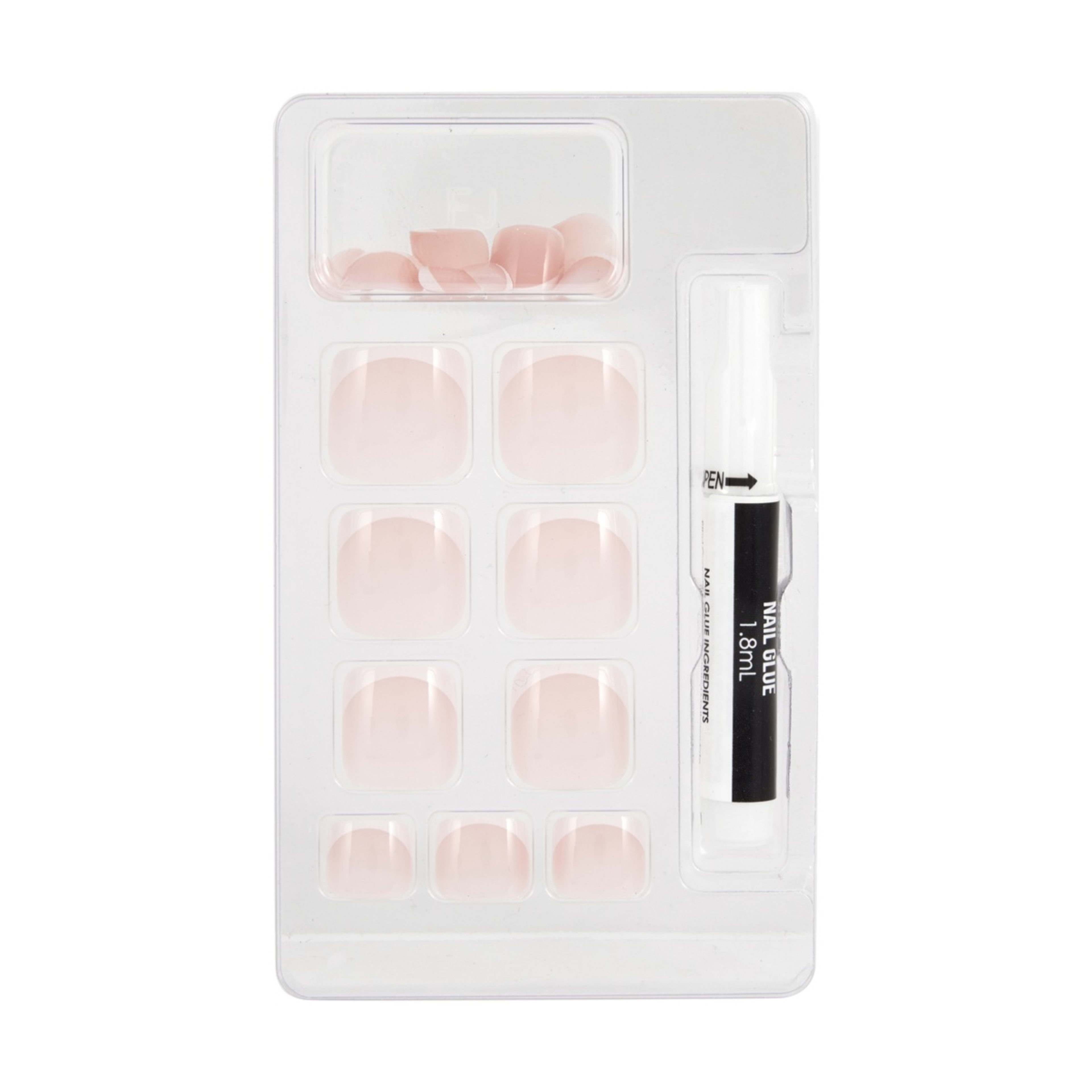 3 OXX Cosmetics 24 Pack Artificial Toenails with Adhesive - French Tip, Pink, 3 of 5