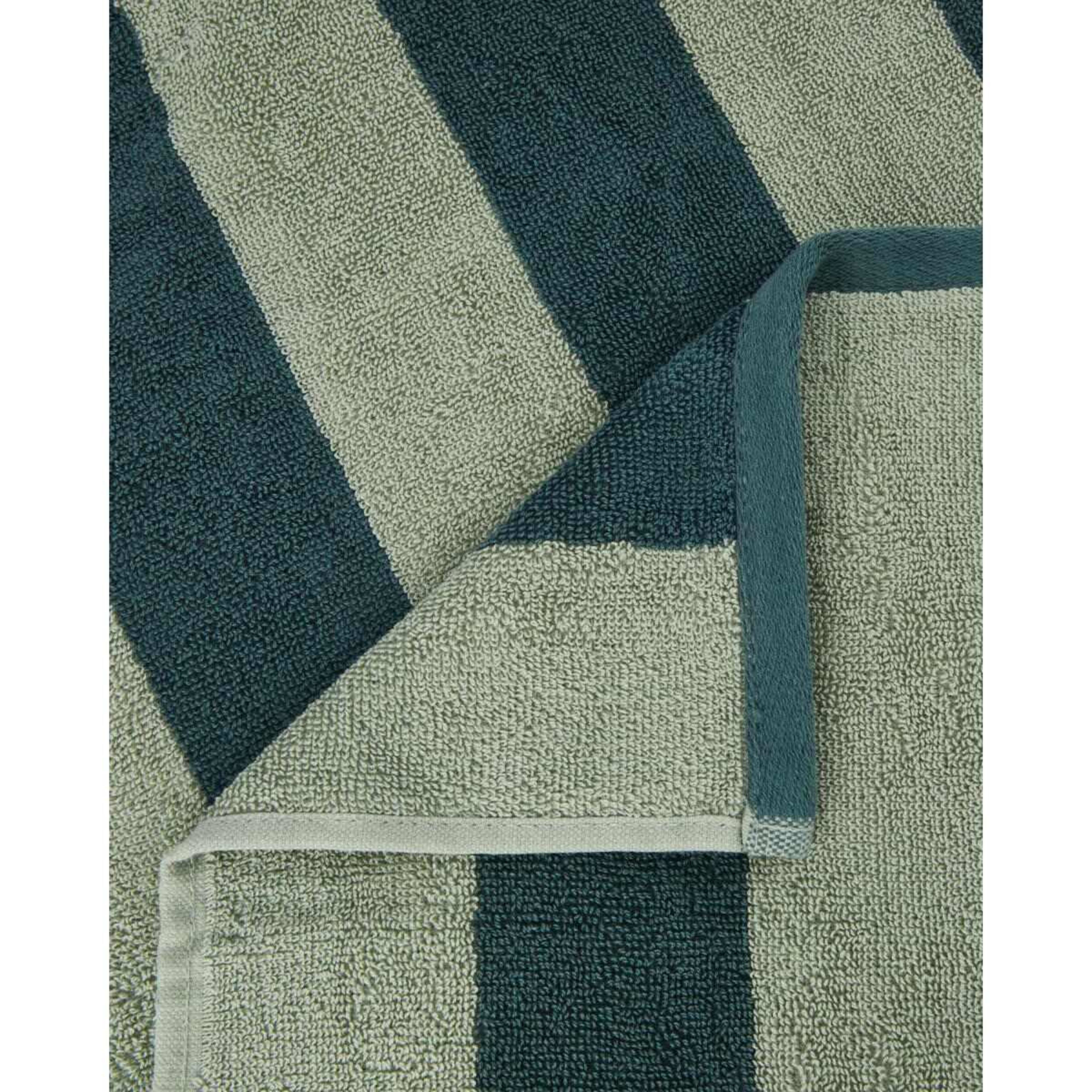 2 Stripe Cotton Hand Towel - Green, 2 of 5