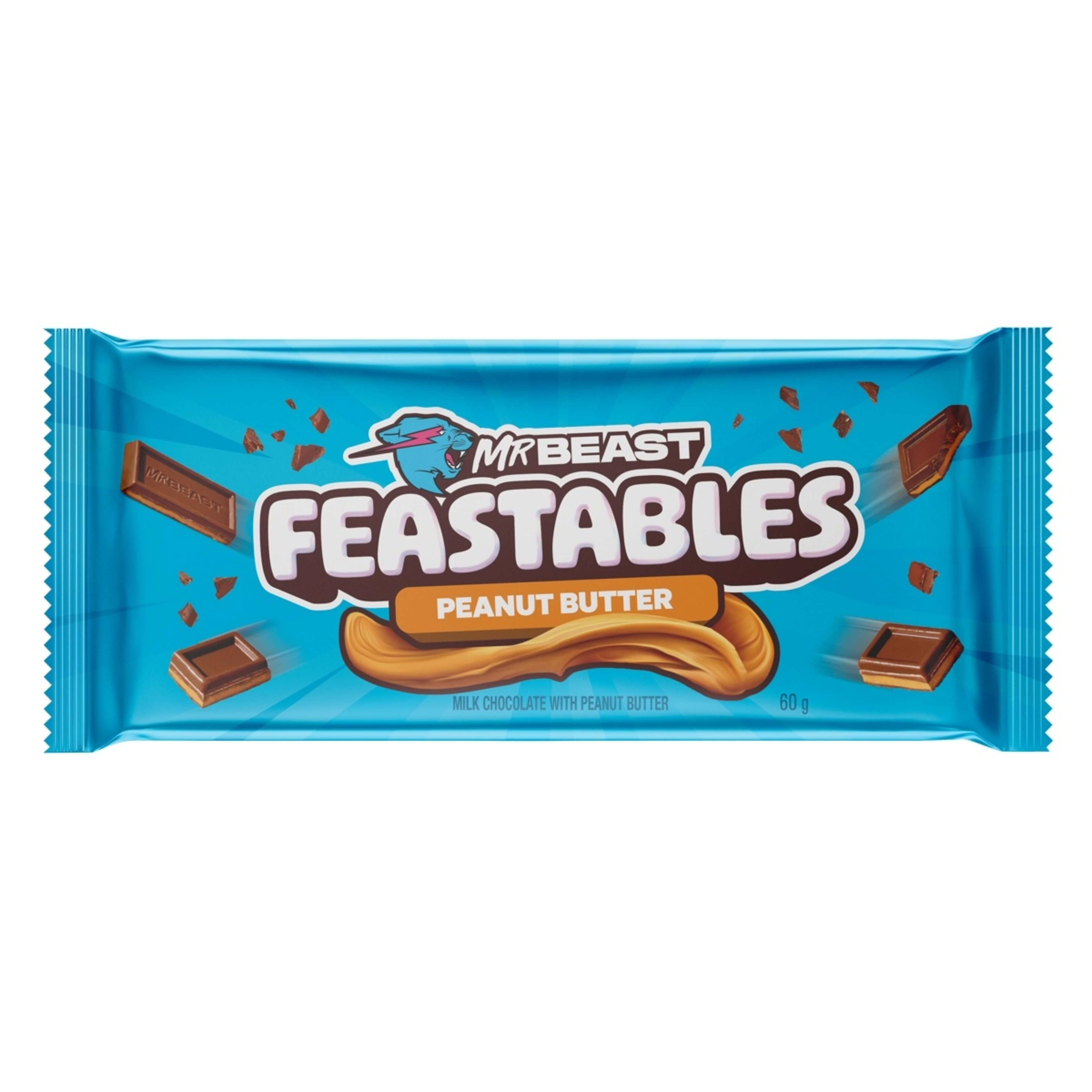 1 MrBeast Feastables Peanut Butter Milk Chocolate Bar 60g