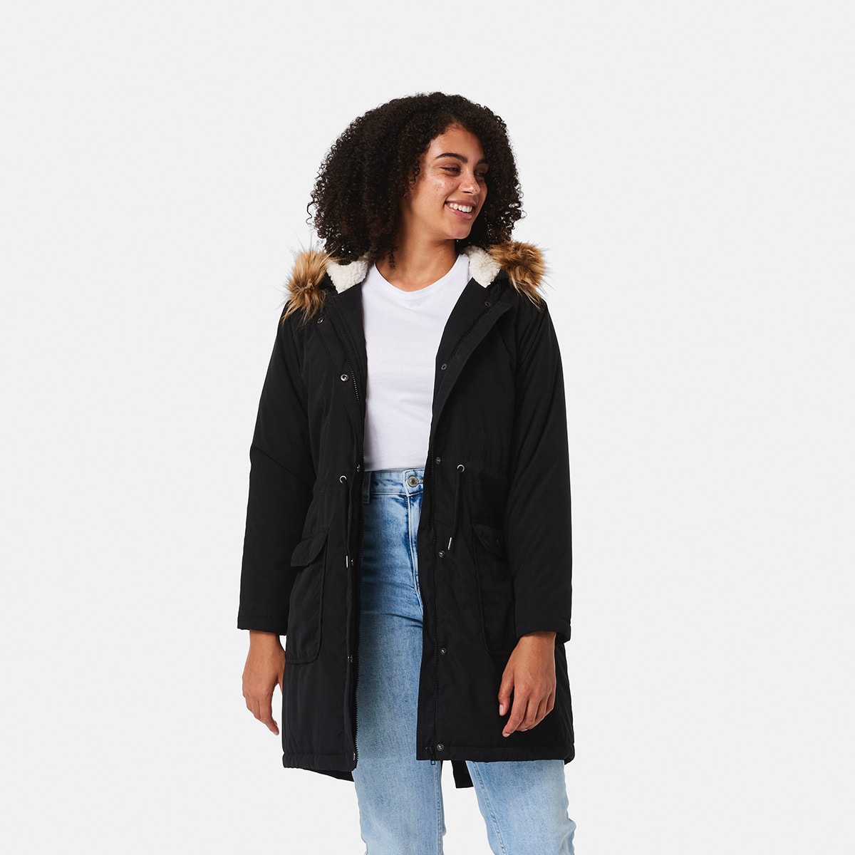 Faux Fur Trim Parka Jacket - Kmart