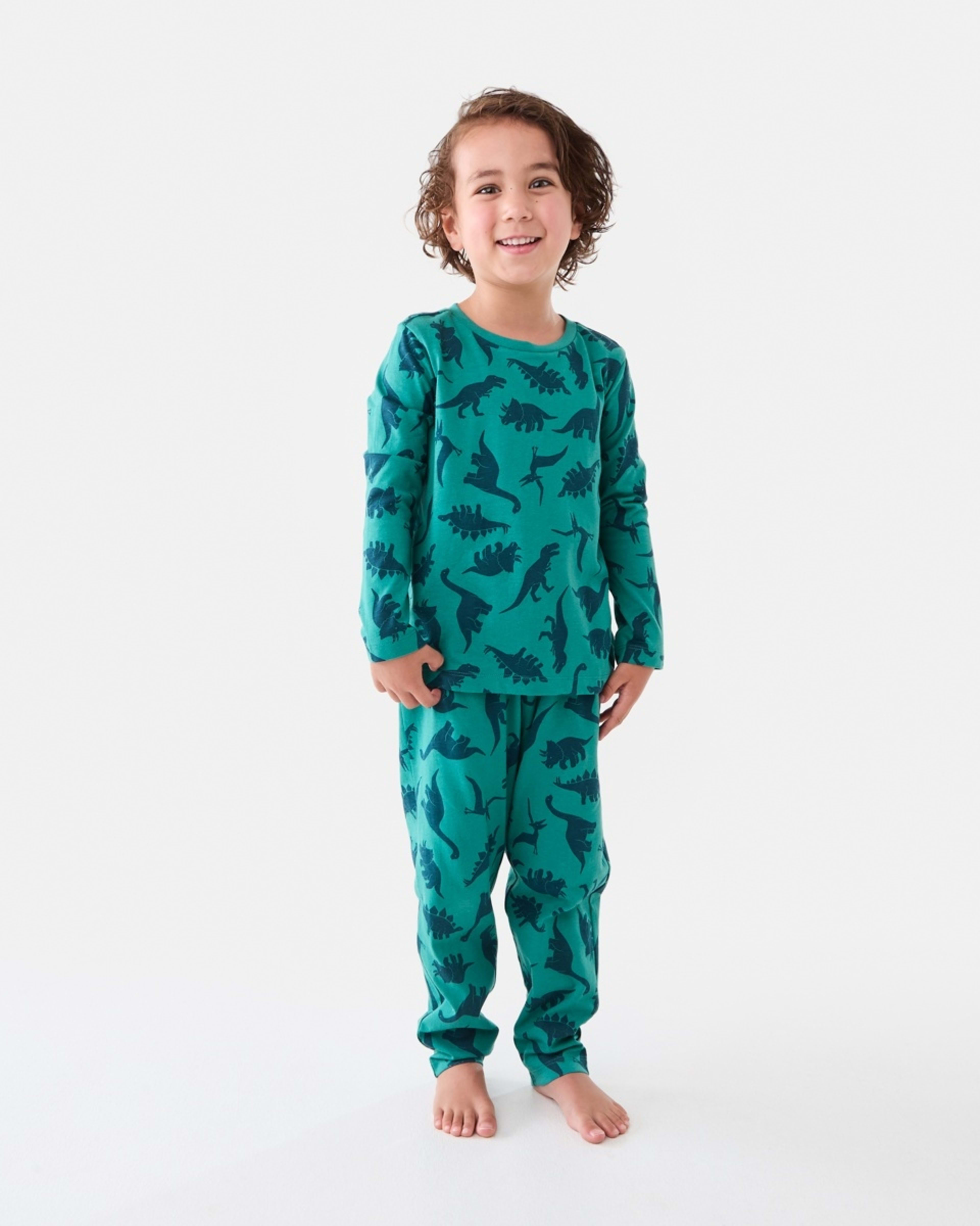 1 Knit Pyjama Set Grn Dino