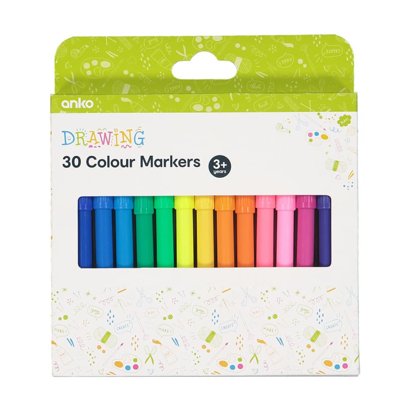 30 Pack Colour Markers Kmart