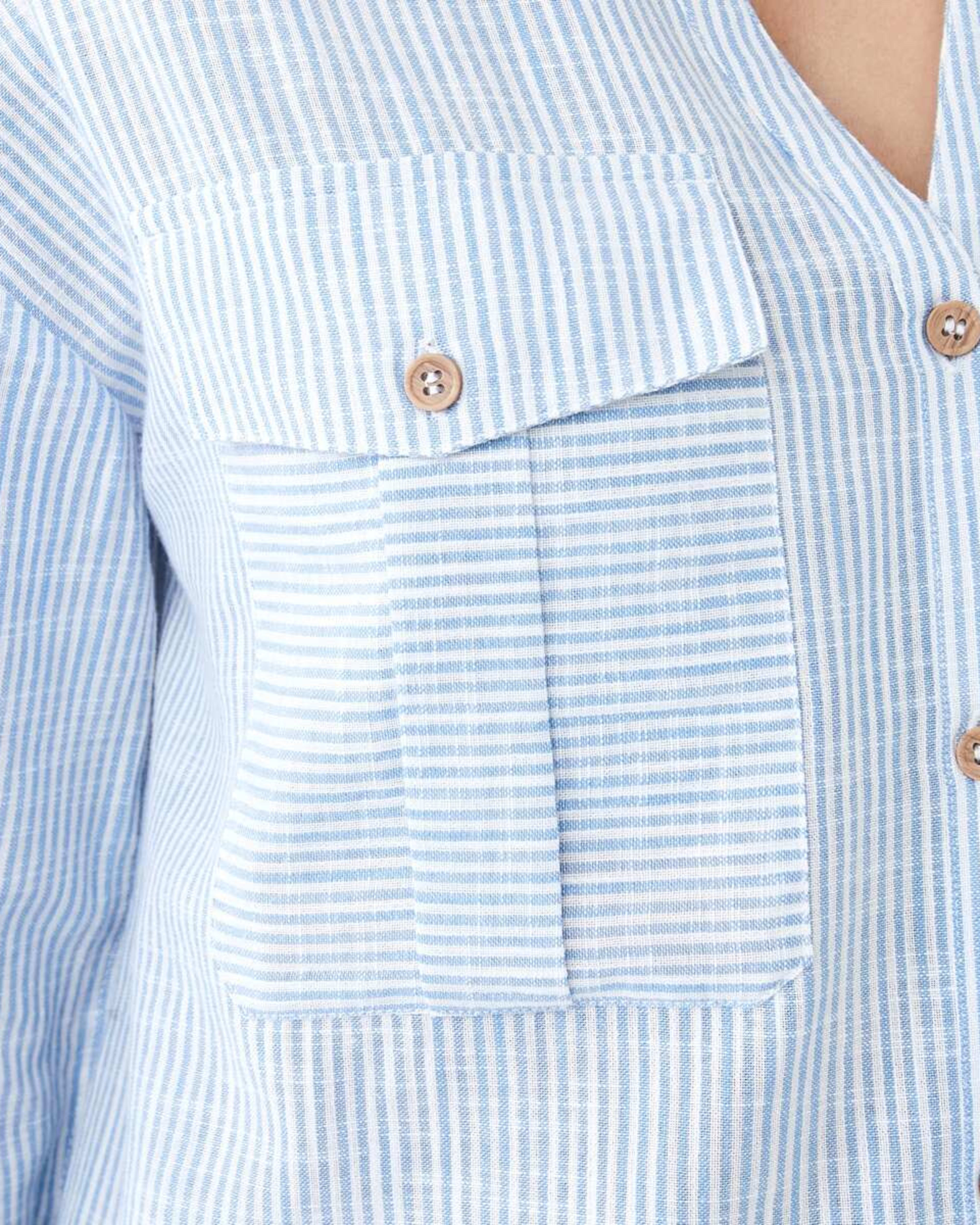 6 Long Roll Sleeve Cotton Shirt Ocean Strp, 6 of 8