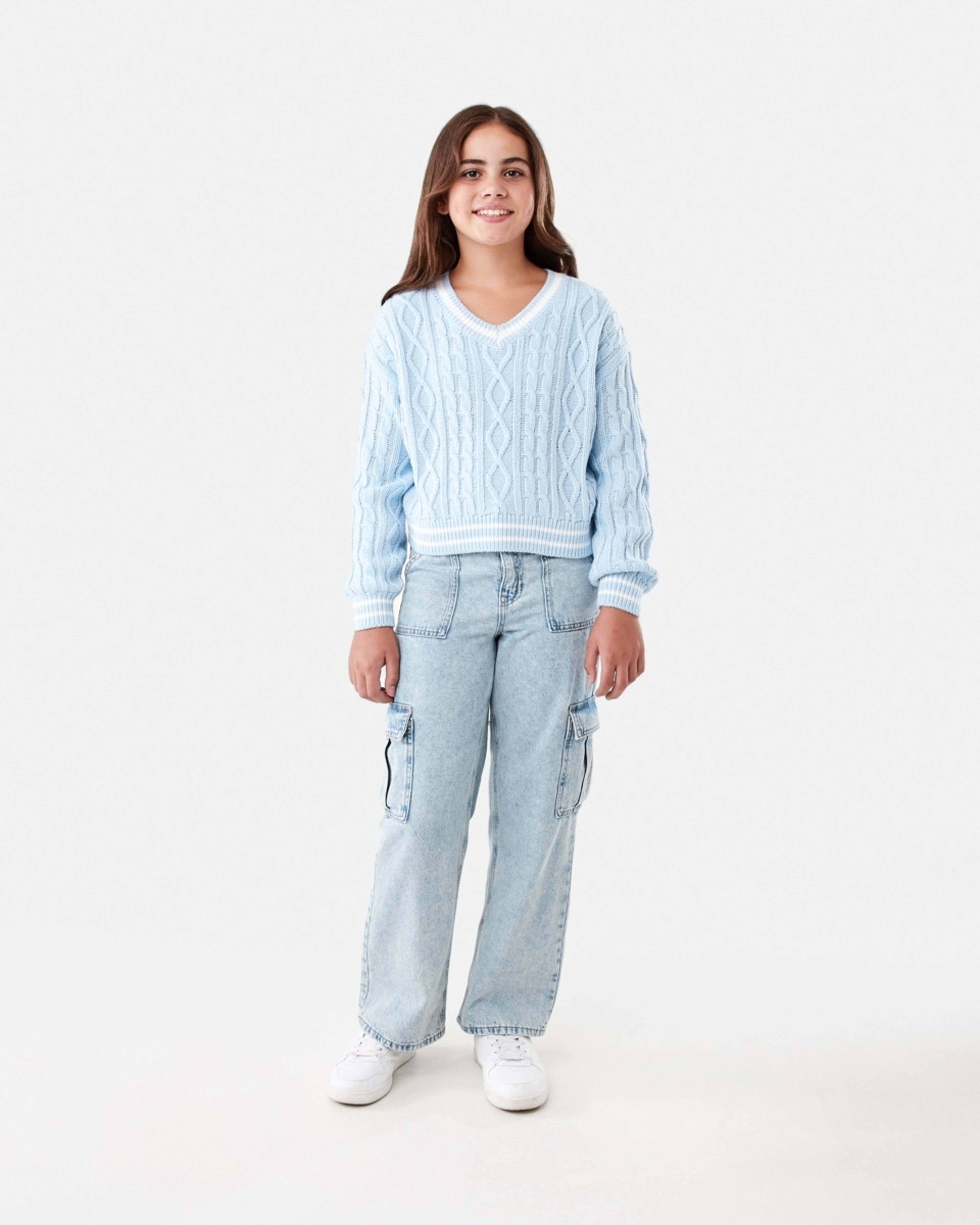 6 Cable Knit Jumper Doll Blue, 6 of 9