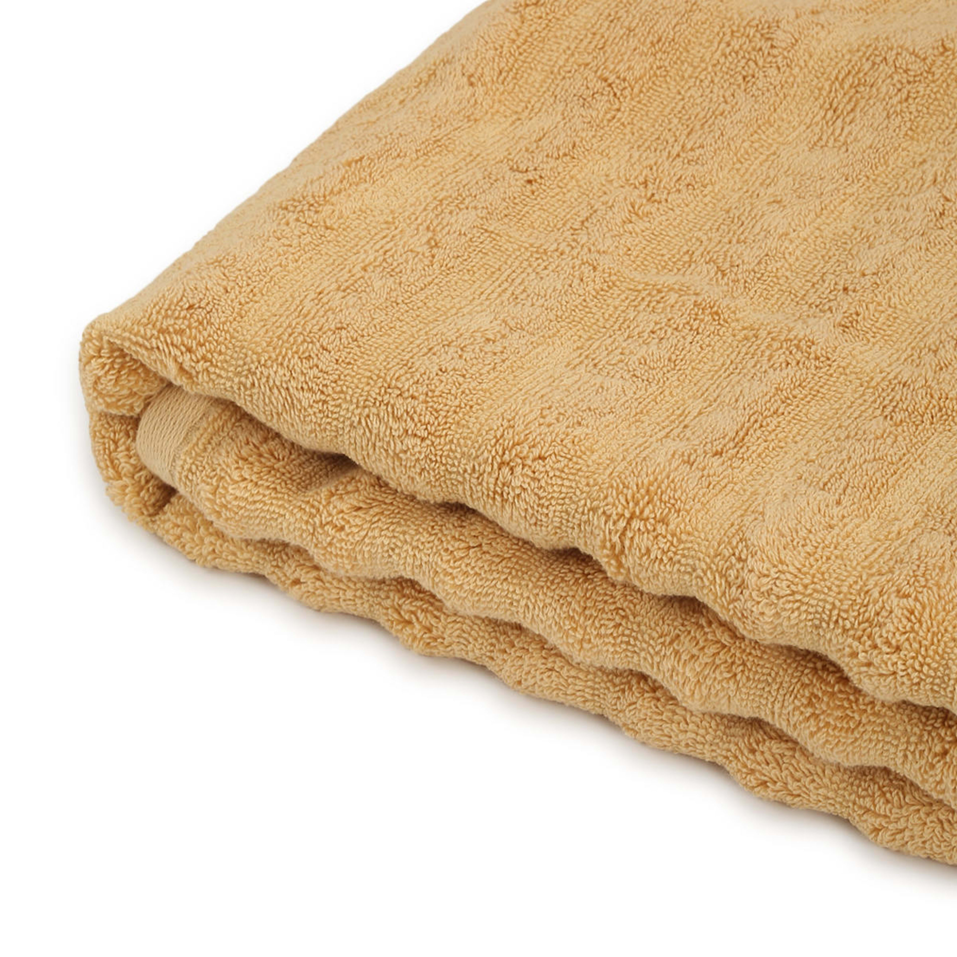 4 Thick Ribbed Australian Cotton Bath Sheet - Wheat, 4 of 5