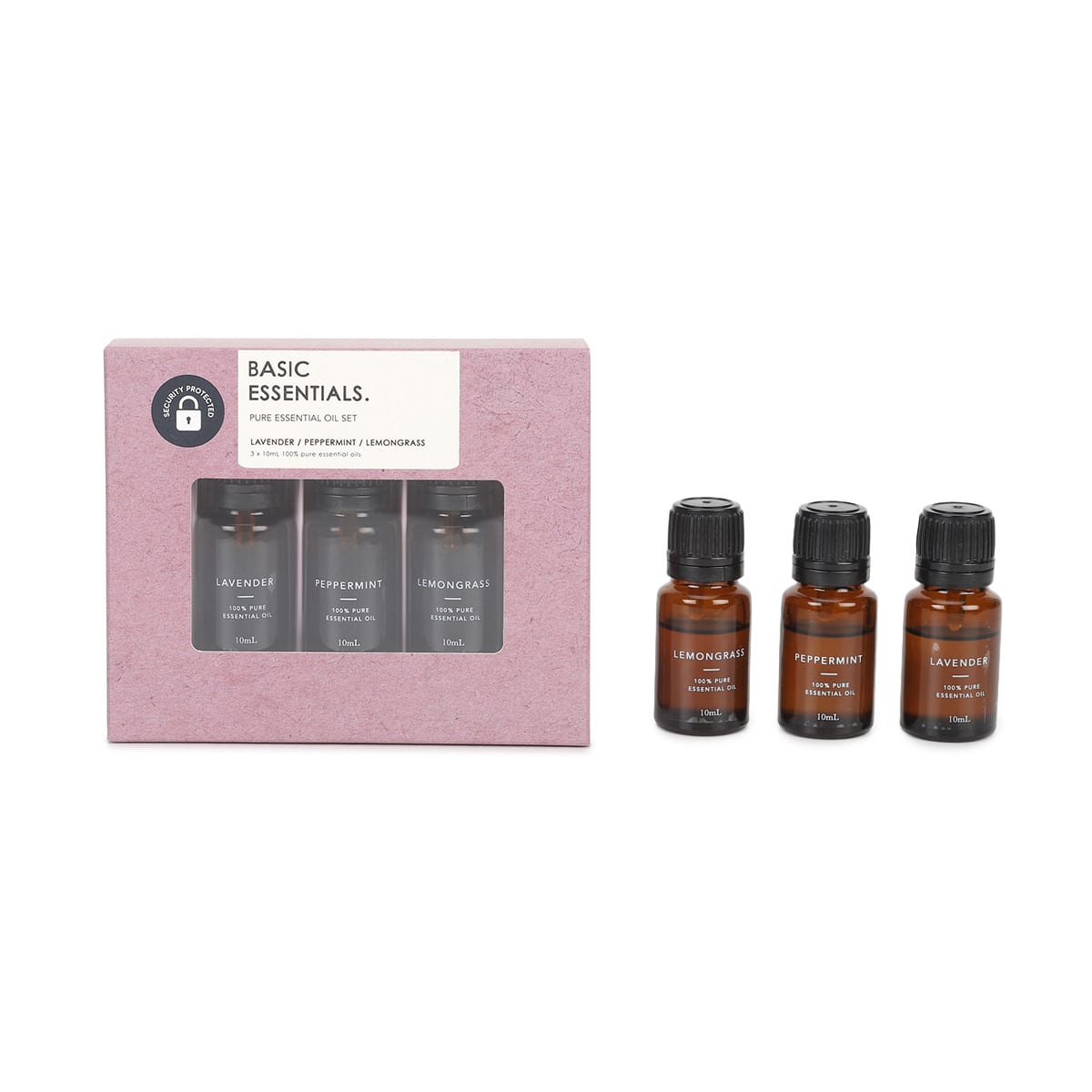 3 Pack Basic Essentials Pure Essential Oil Gift Set 30ml Kmart