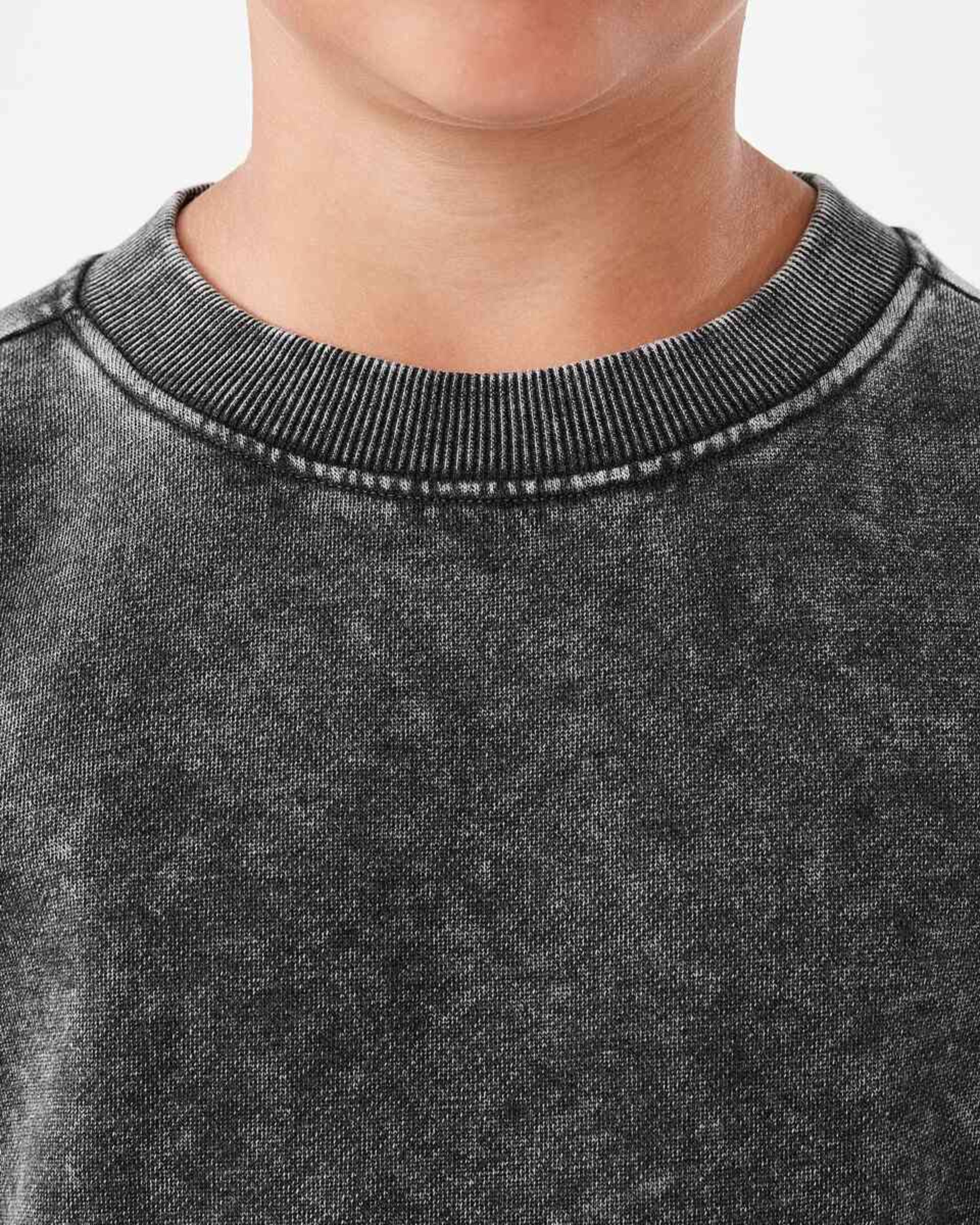 4 Oversized Washed Crew Neck Sweatshirt Black, 4 of 6