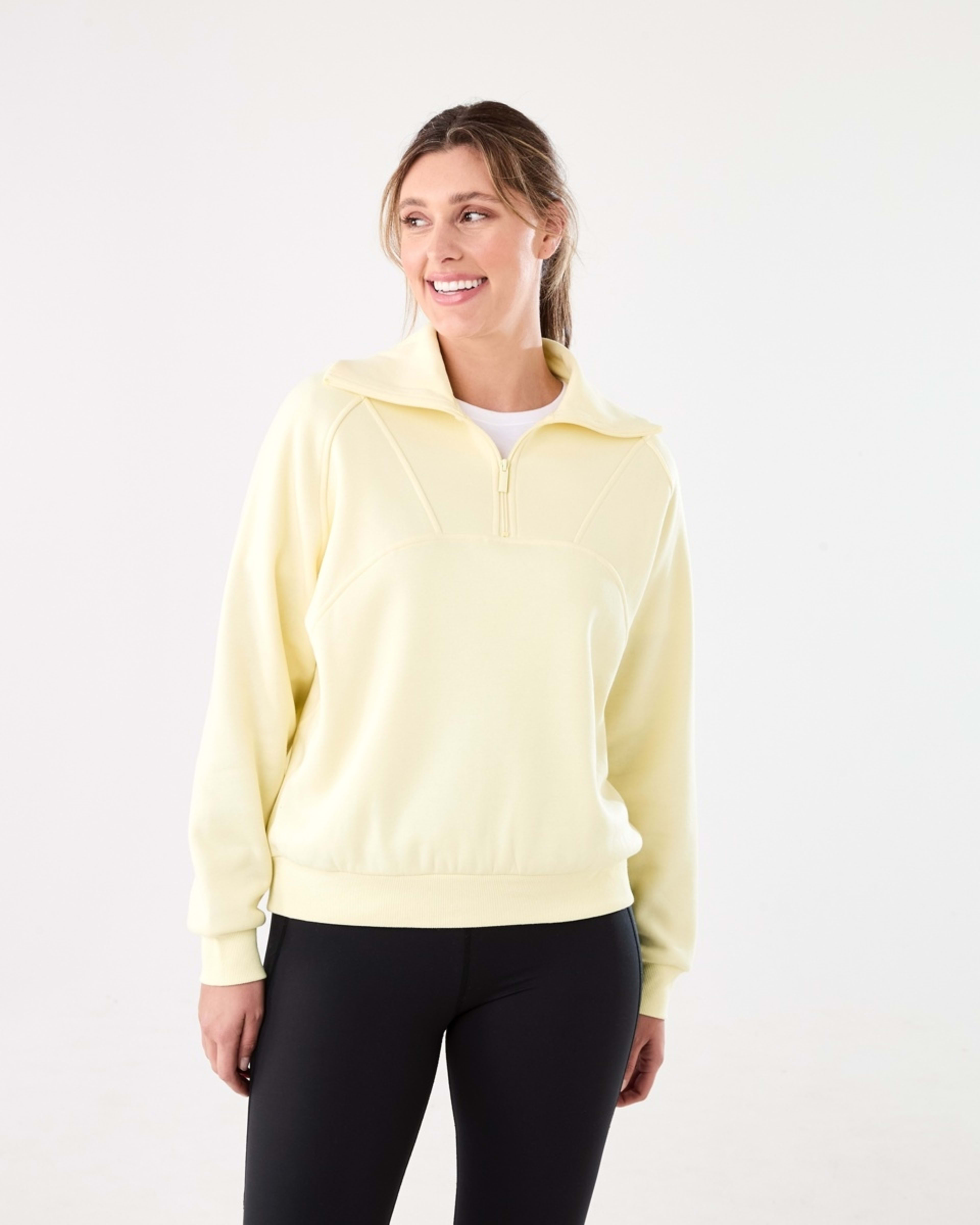 1 Active Womens Fleece 1/2 Zip Jumper LEMON MIST