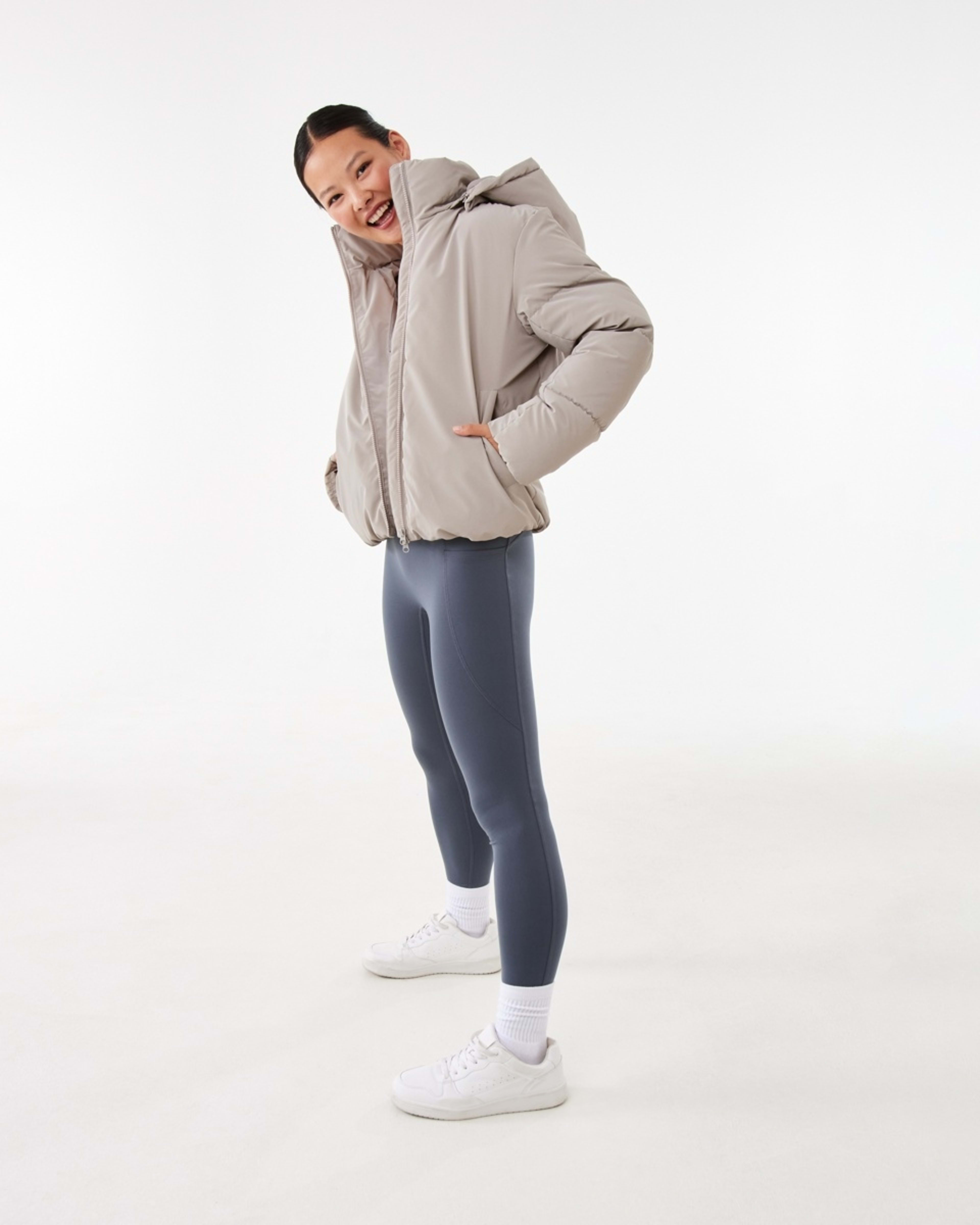 3 Active Womens Mid Length Puffer Jacket Porp Gry, 3 of 8
