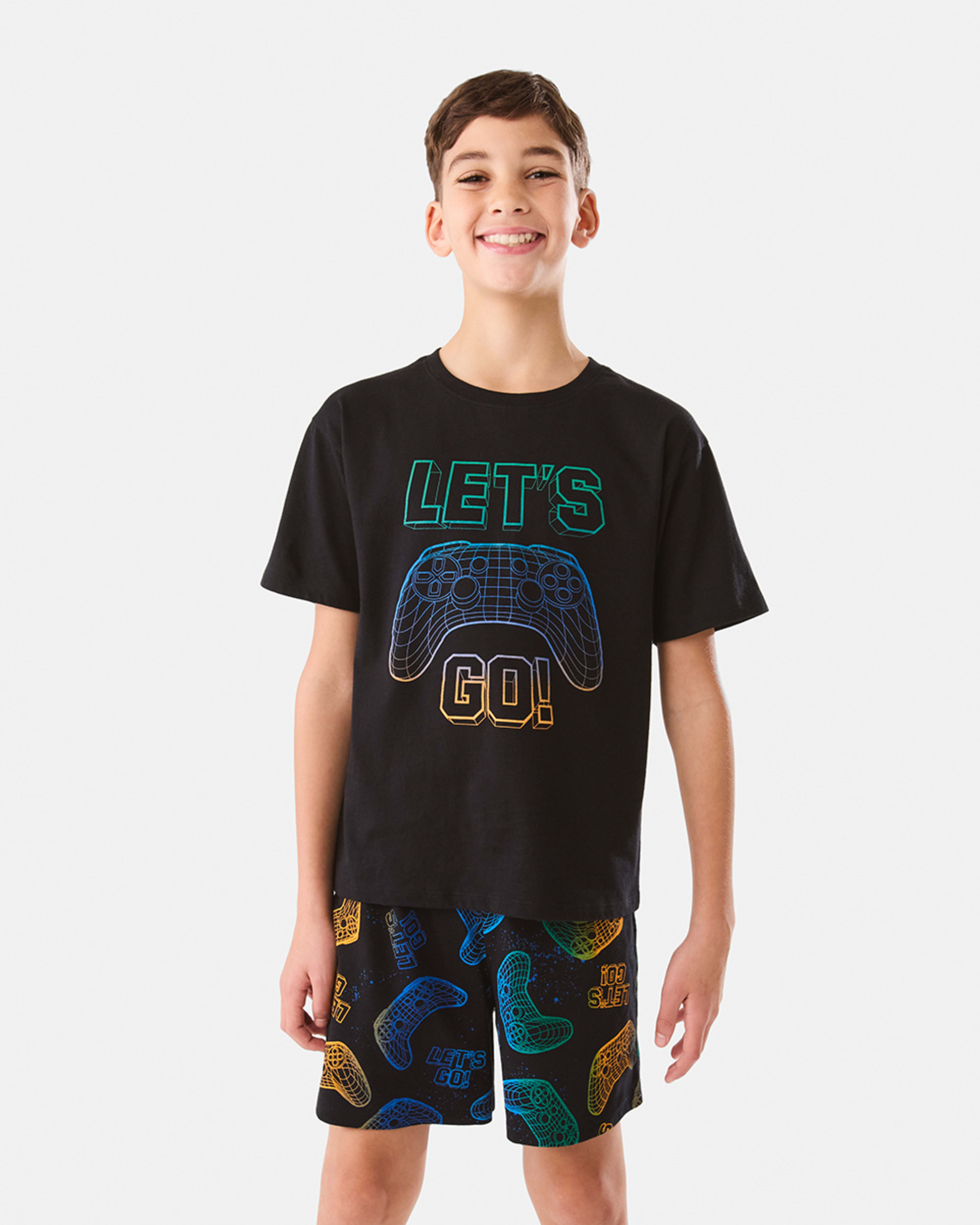 1 Short Sleeve Jersey Knit Pyjama Set Cav Game, 1 of 10