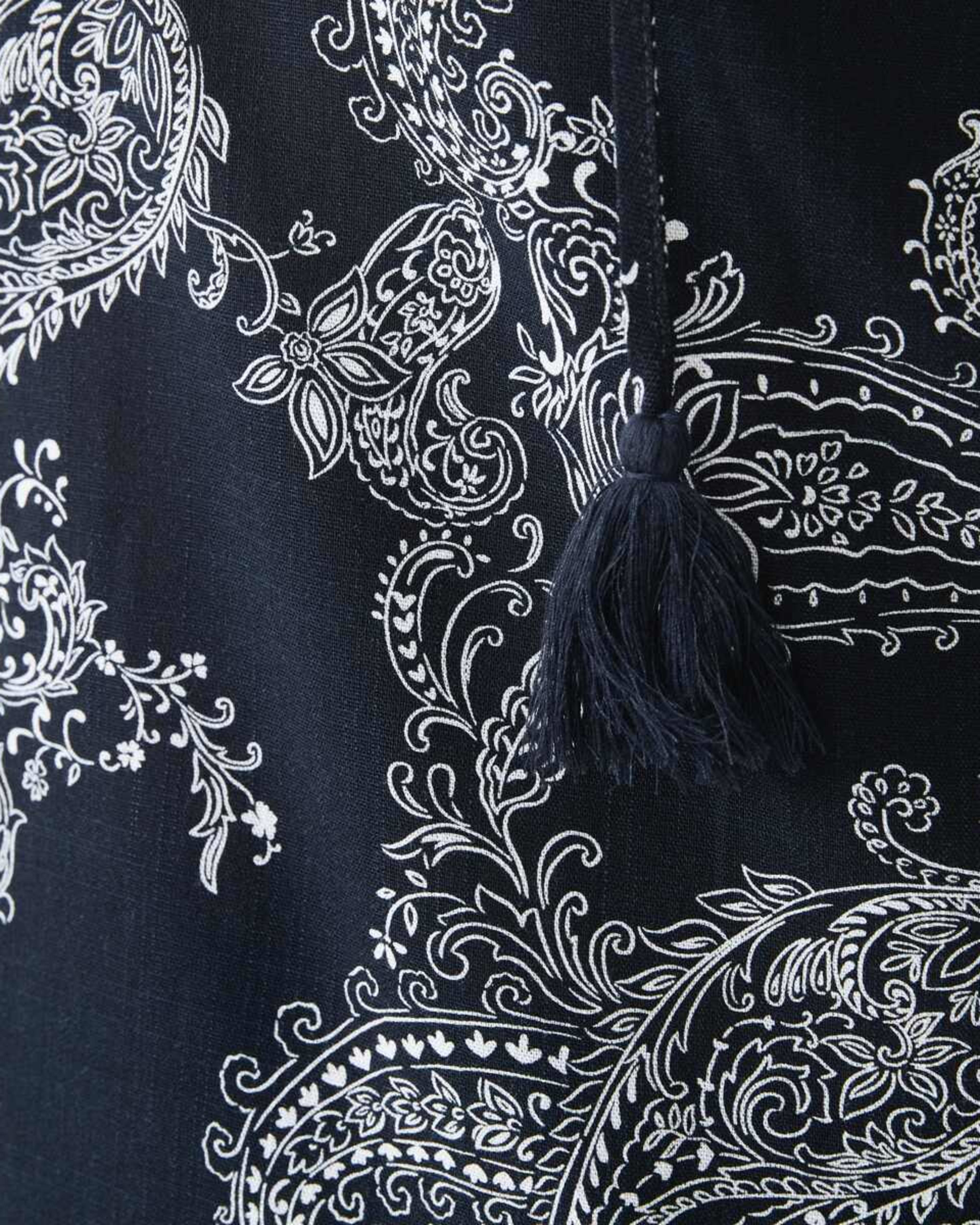 5 Curve Long Sleeve Tassel Blouse Nvy Paisly, 5 of 6