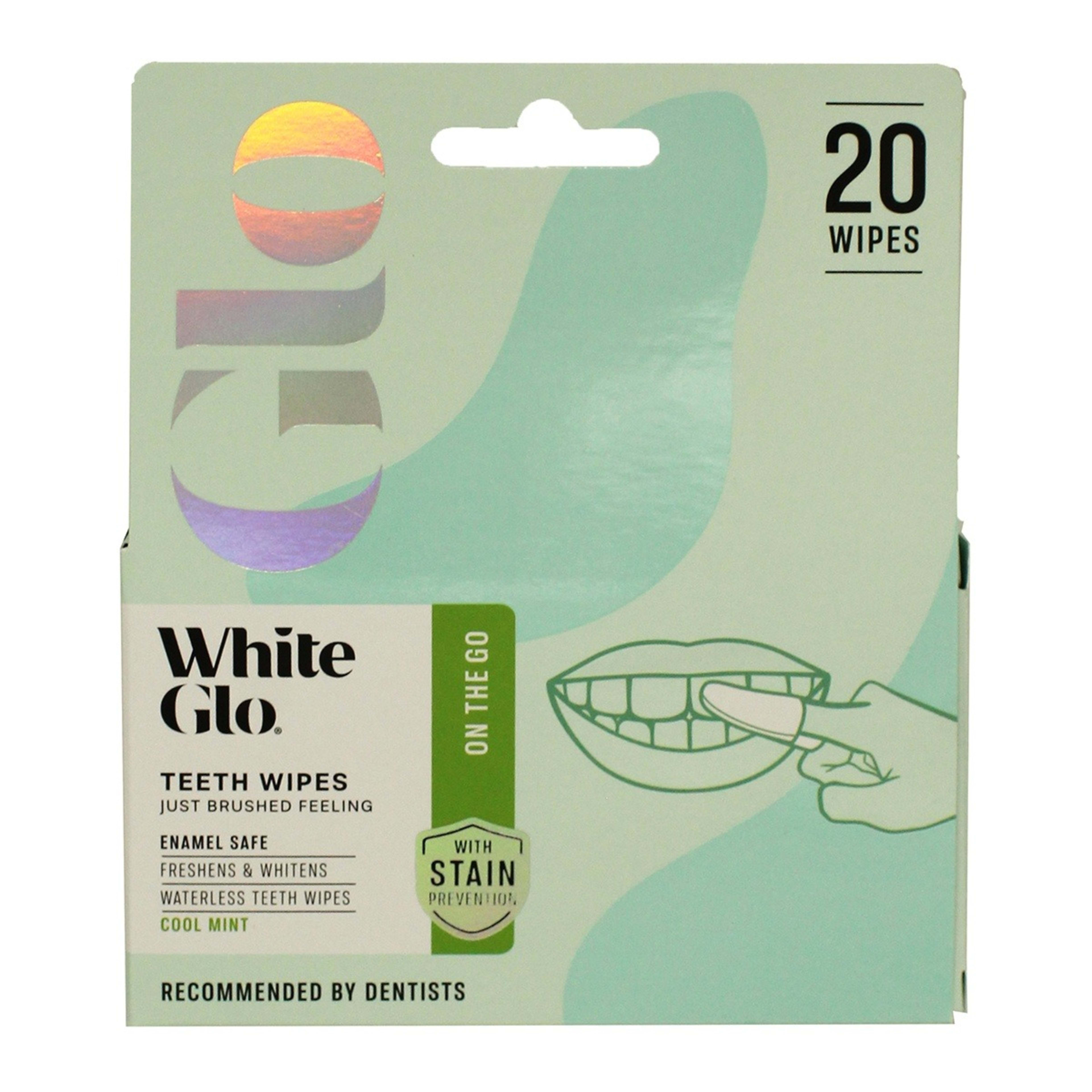 1 20 Pack WhiteGlo Teeth Wipes - Cool Mint