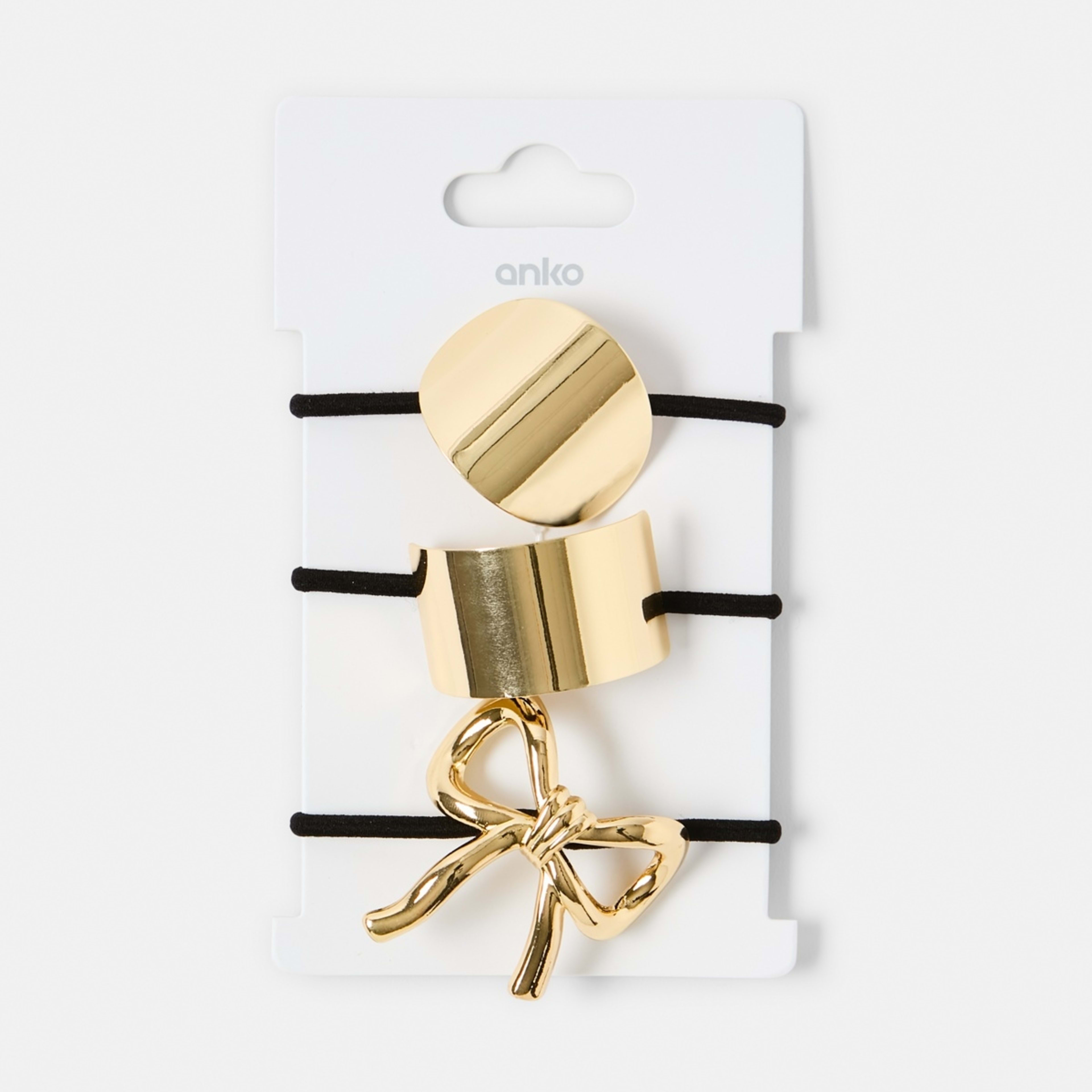 5 3 Pack Metal Hair Ties - Gold Tone and Black, 5 of 5