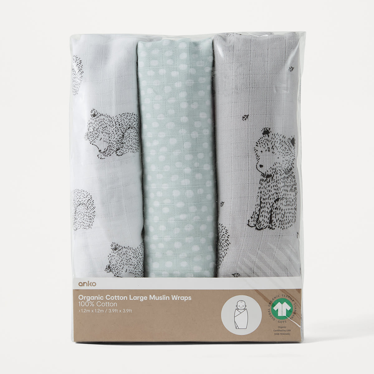 Organic Cotton Large Muslin Wraps Kmart