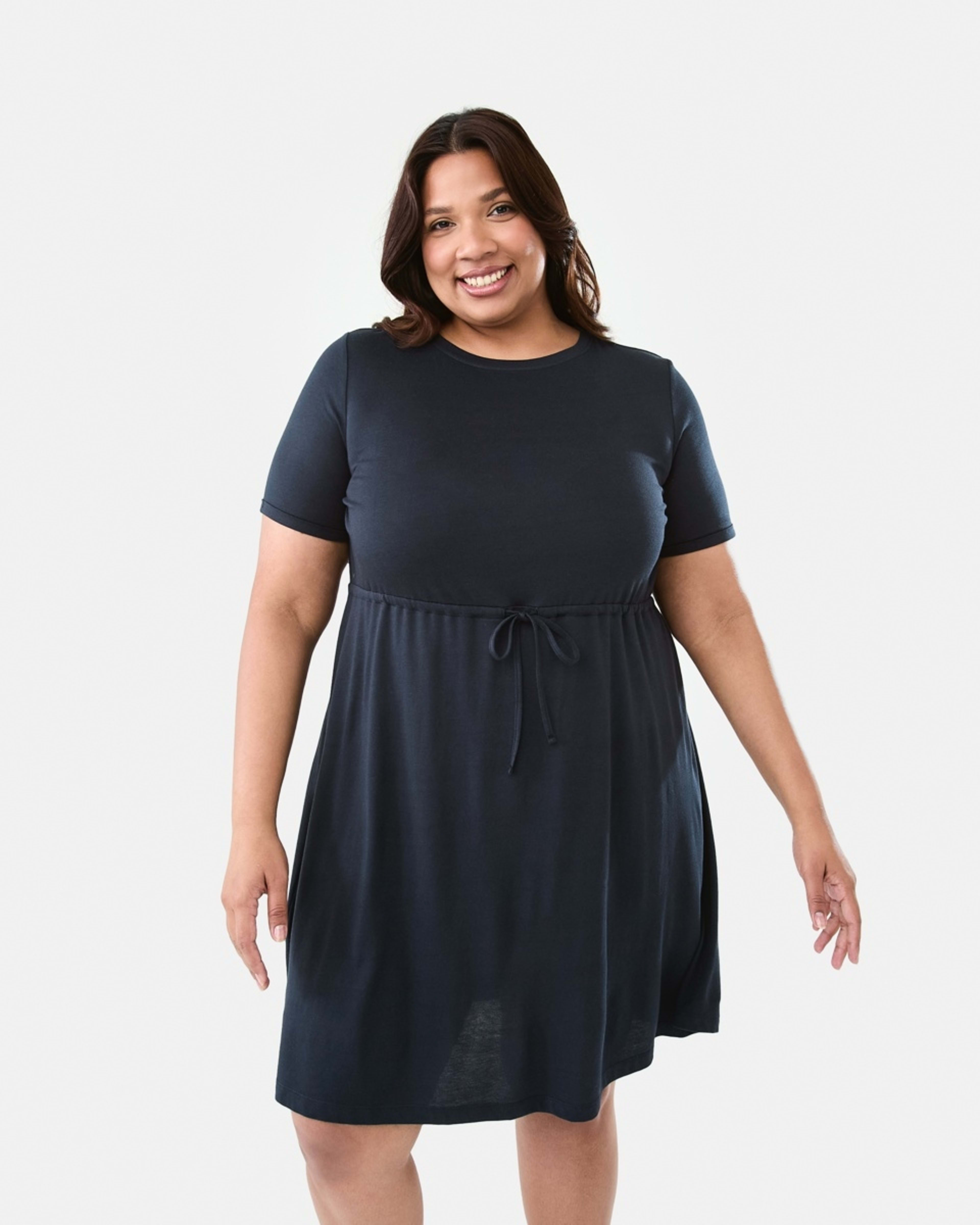 1 Curve Short Sleeve Tie Front T-shirt Mini Dress Sky Cptn