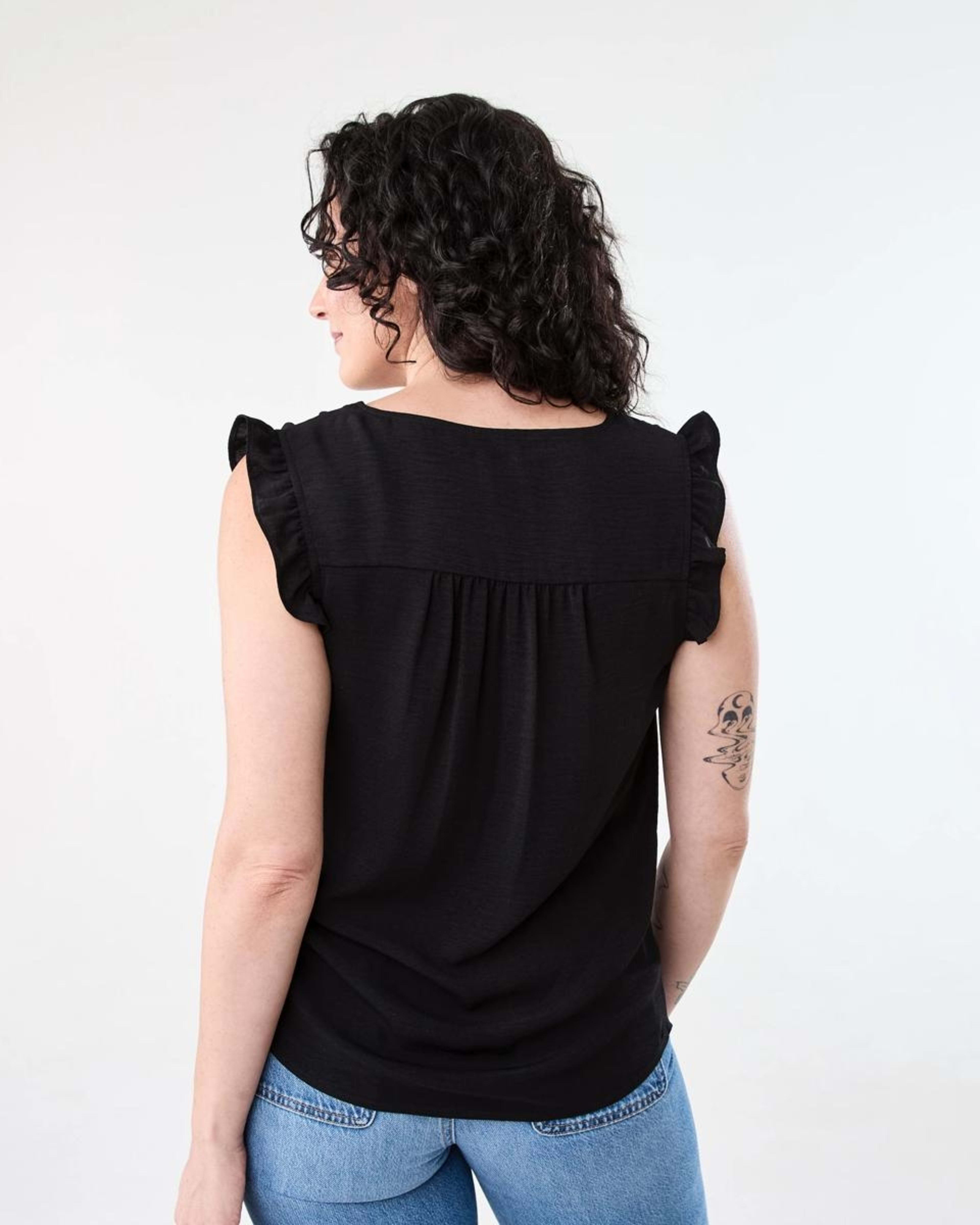 3 Sleeveless Frill Top BLACK, 3 of 6