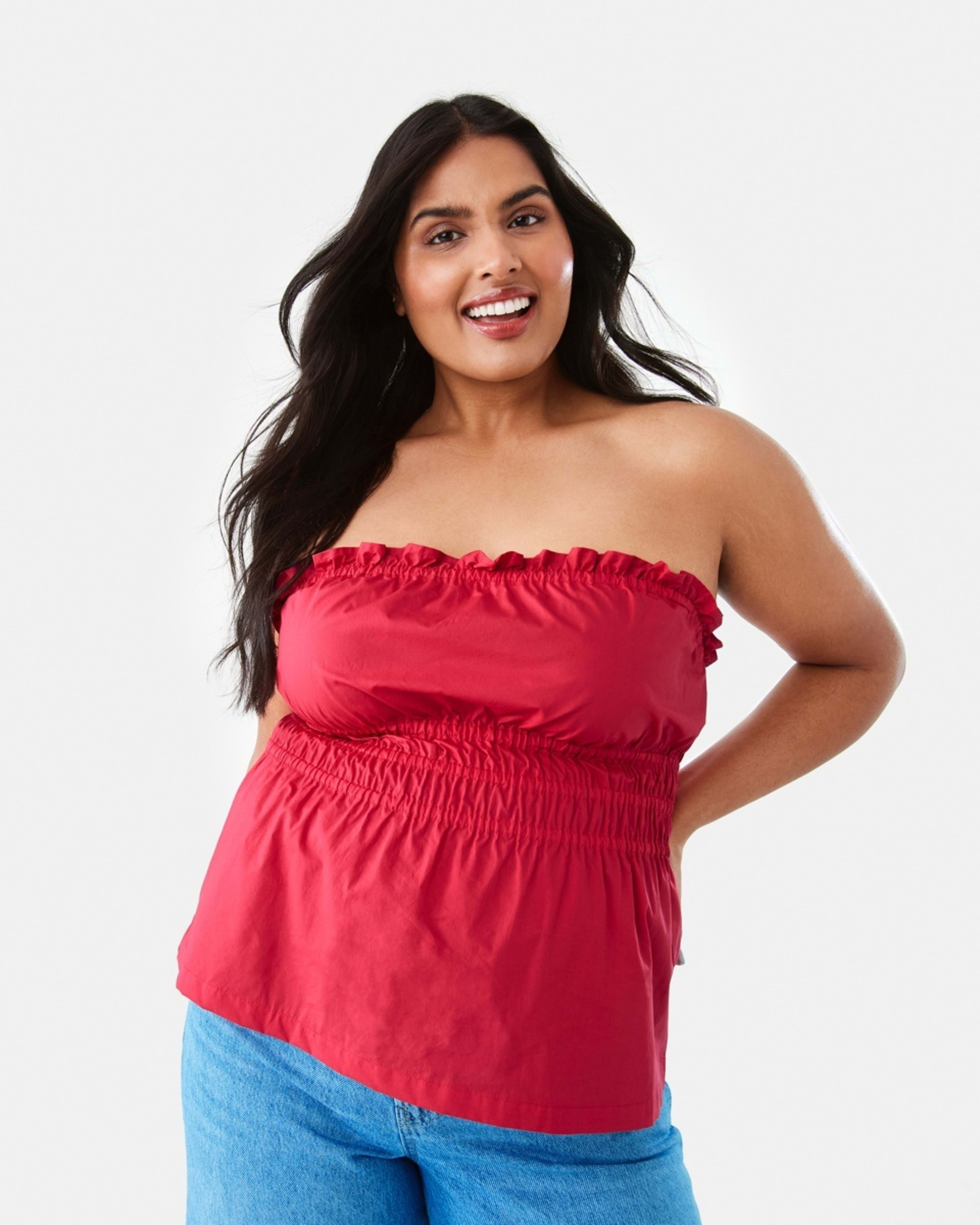 3 Strapless Ruched Top Strawberry, 3 of 8
