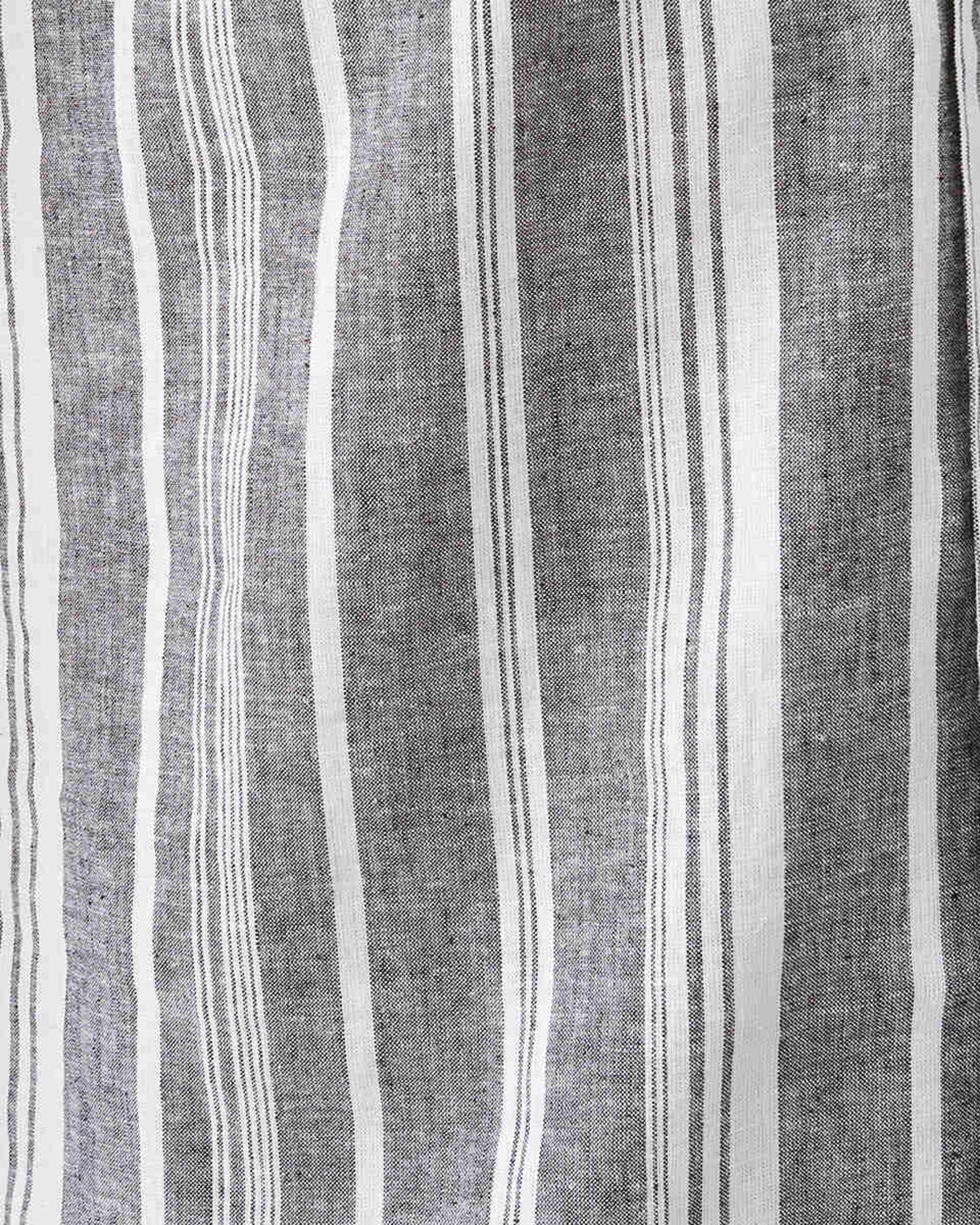 6 Short Sleeve Striped Linen Blend Shirt Blk Stripe, 6 of 6
