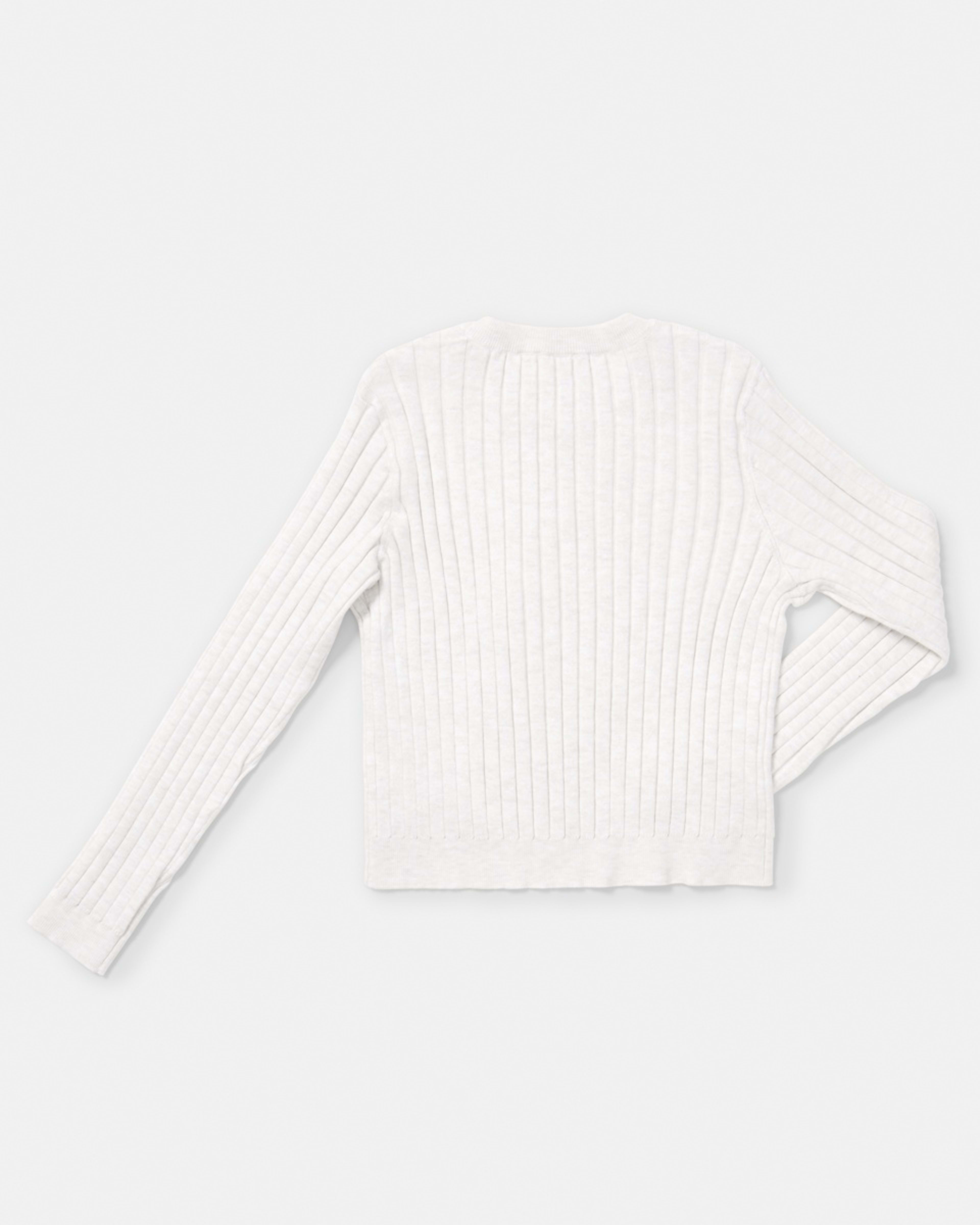 8 Long Sleeve Rib Knit Top Crm Marle, 8 of 8