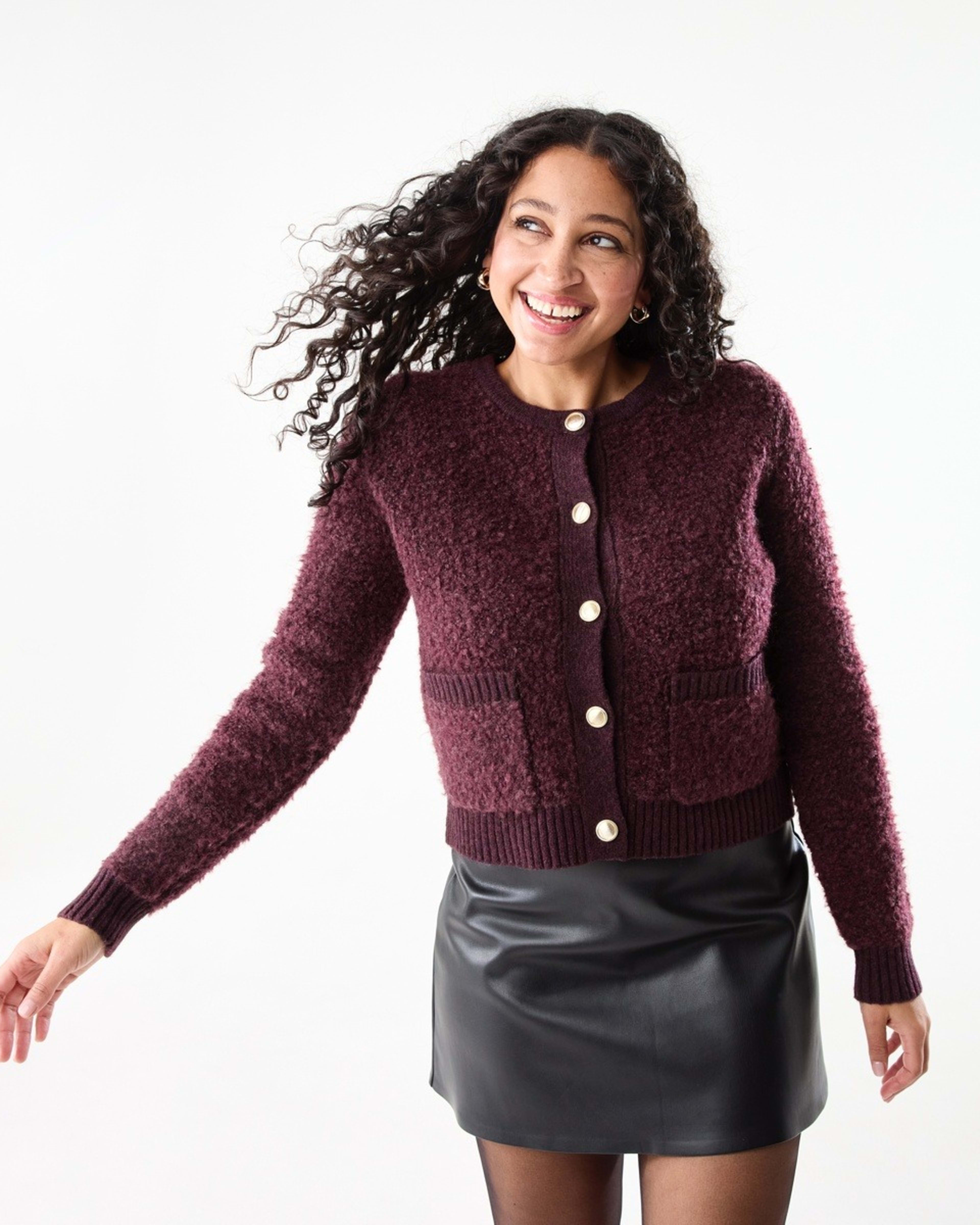 1 Pocket Textured Cardigan Mulberry, 1 of 10