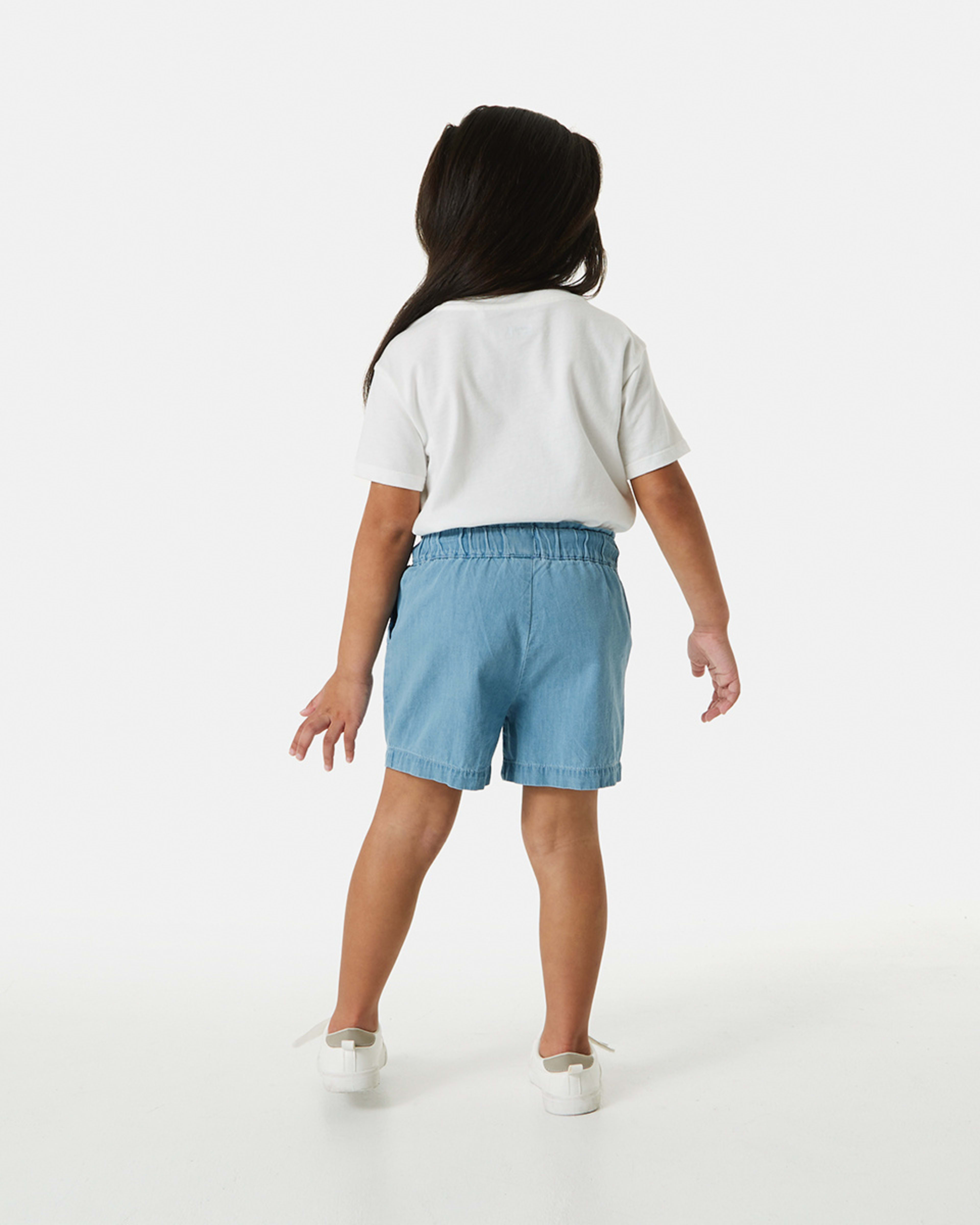 Elastic Chambray Shorts Kmart