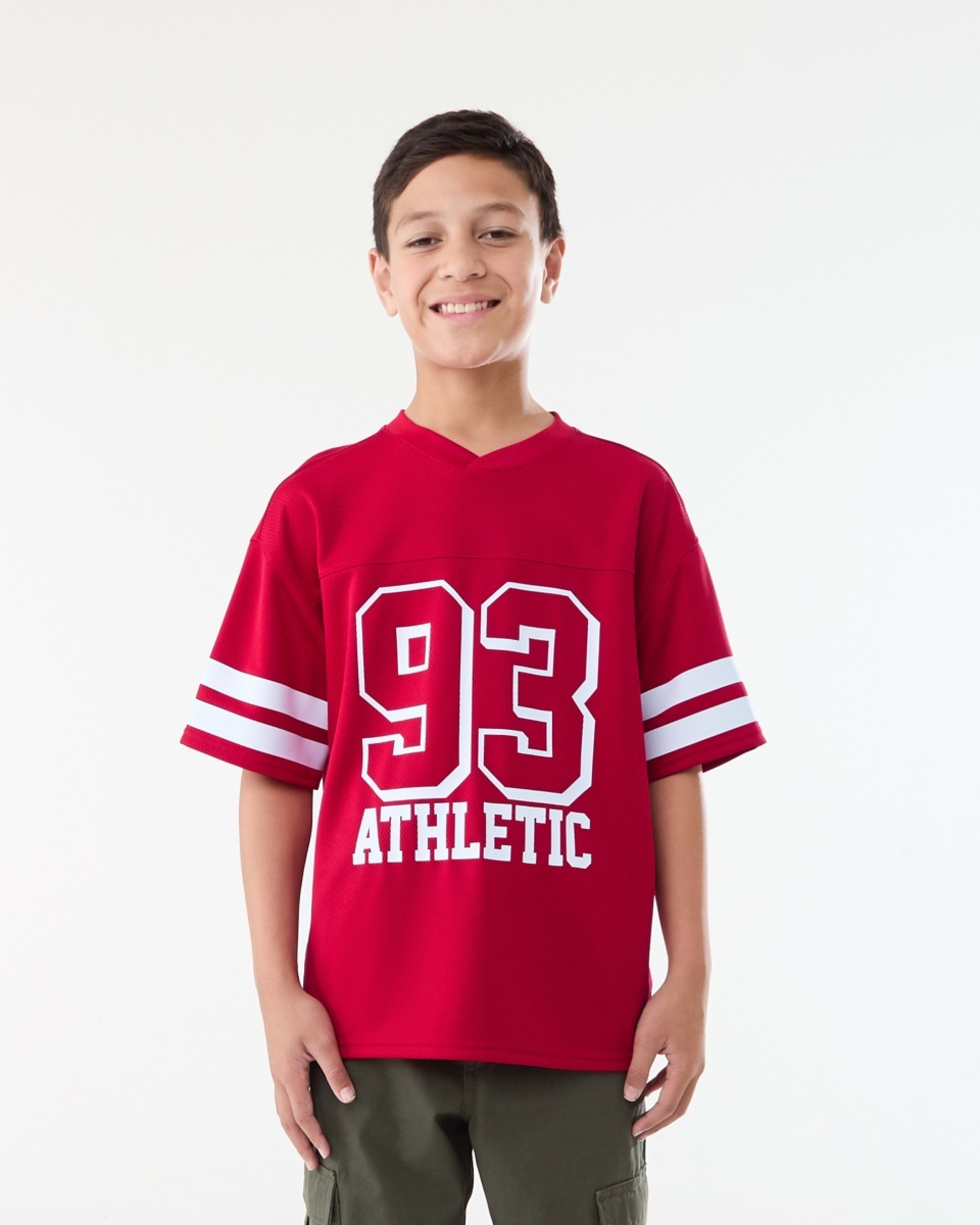 1 Short Sleeve Oversized Mesh T-shirt JERSEY 93 URBAN MID RED, 1 of 8