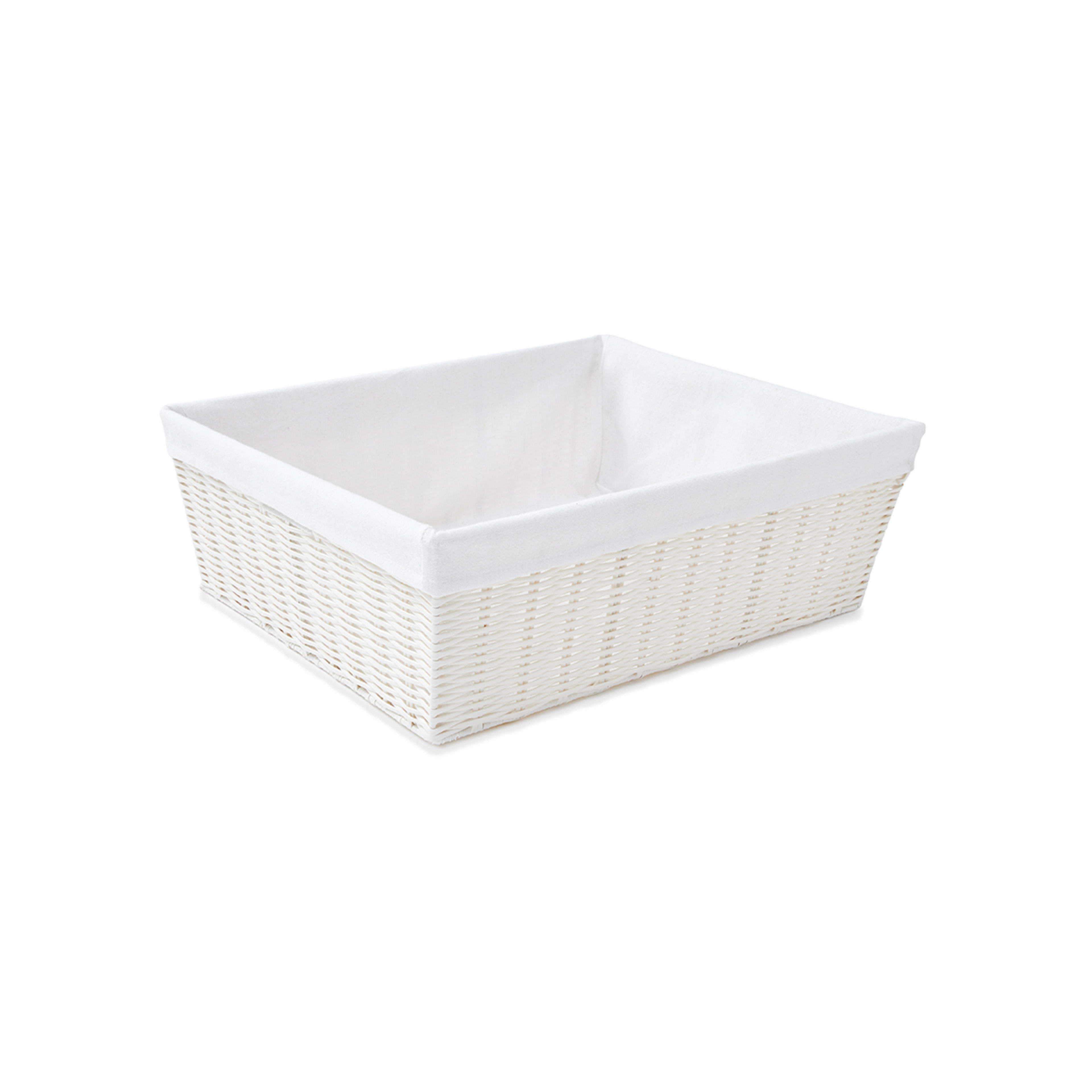 Rattan Look Basket with Liner - White - Kmart