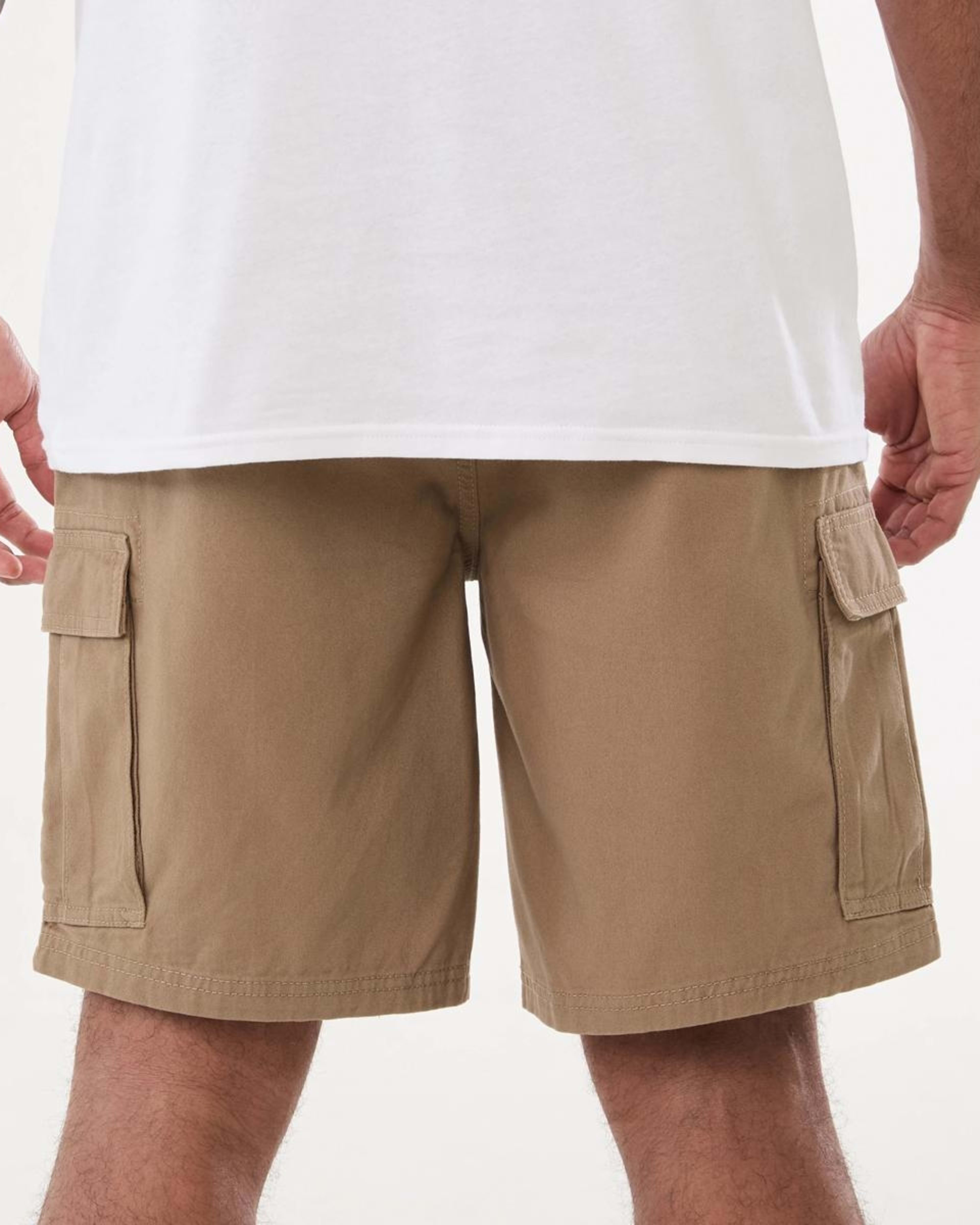 3 Elastic Waist Cargo Shorts TANNIN, 3 of 7