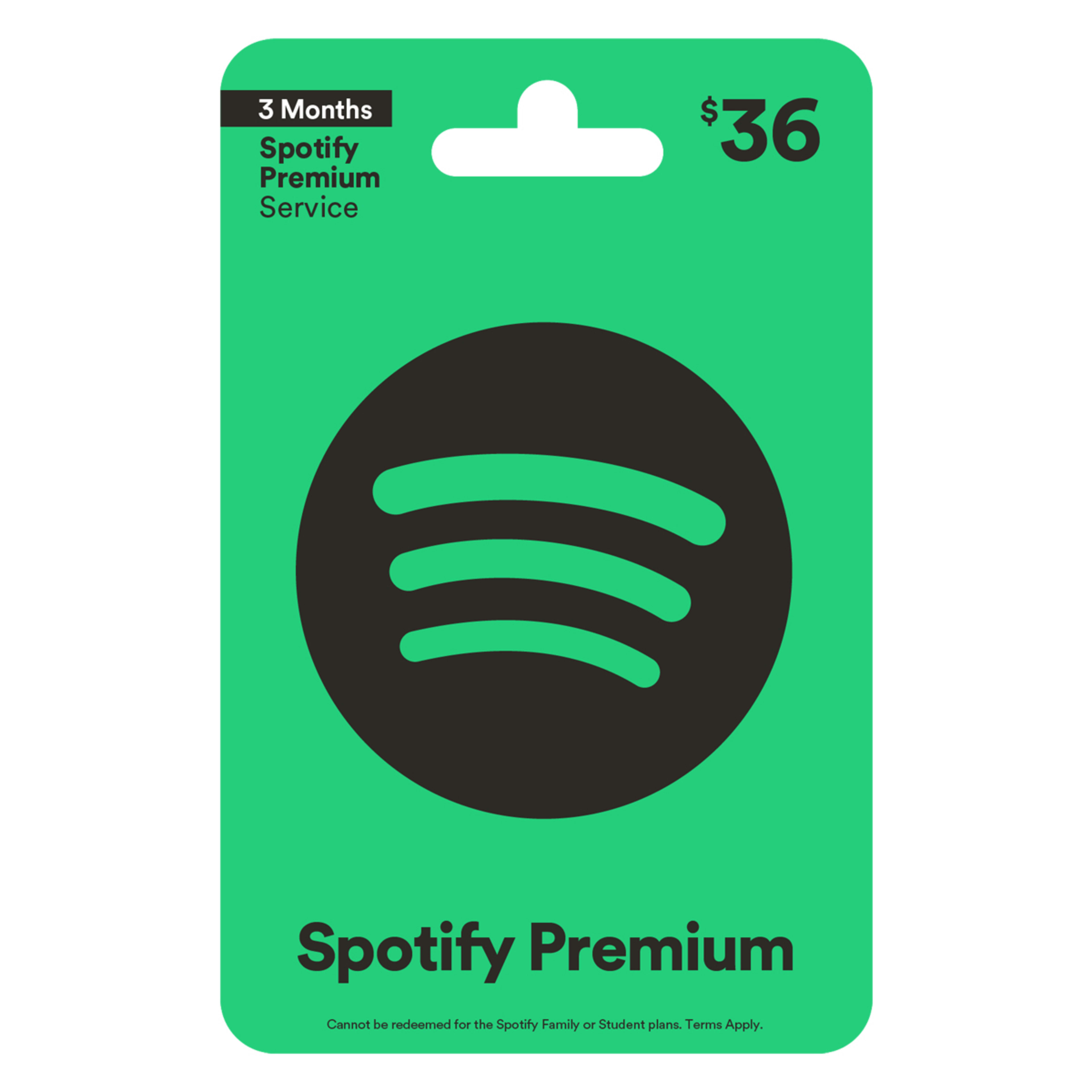 1 Spotify Premium $36 Gift Card