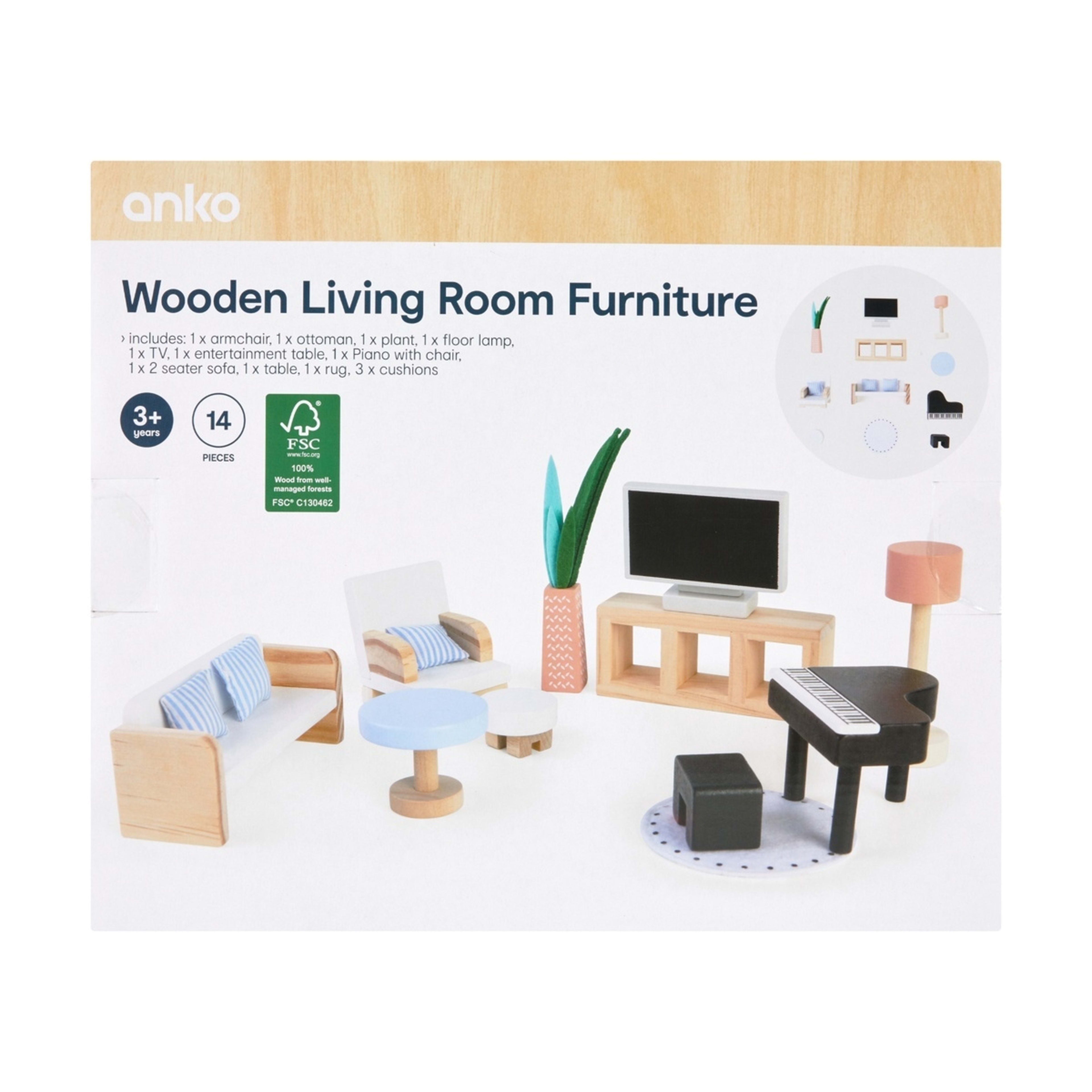 4 14 Piece Wooden Living Room Furniture Playset, 4 of 4