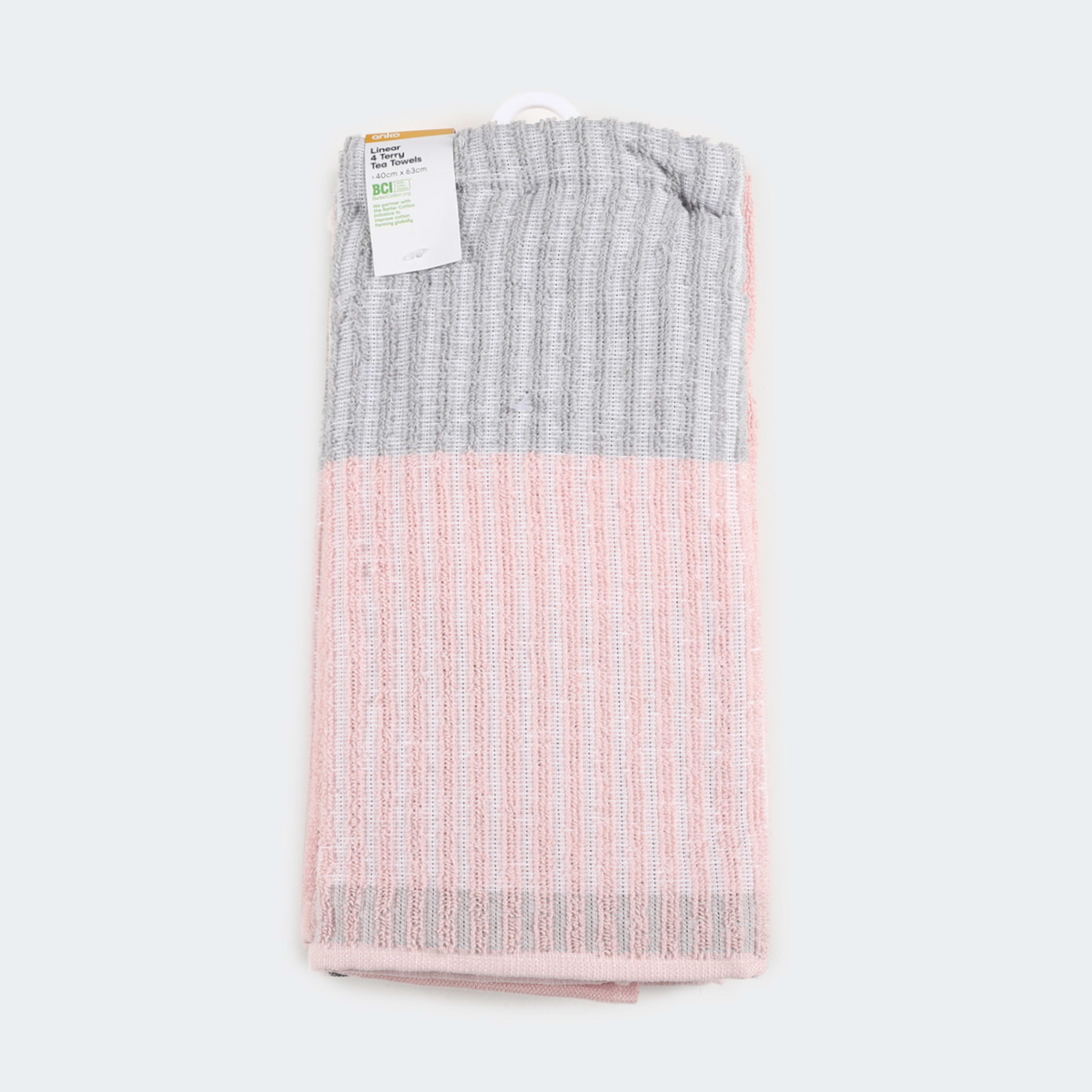 4 Pack Lotus Linear Terry Tea Towels Kmart