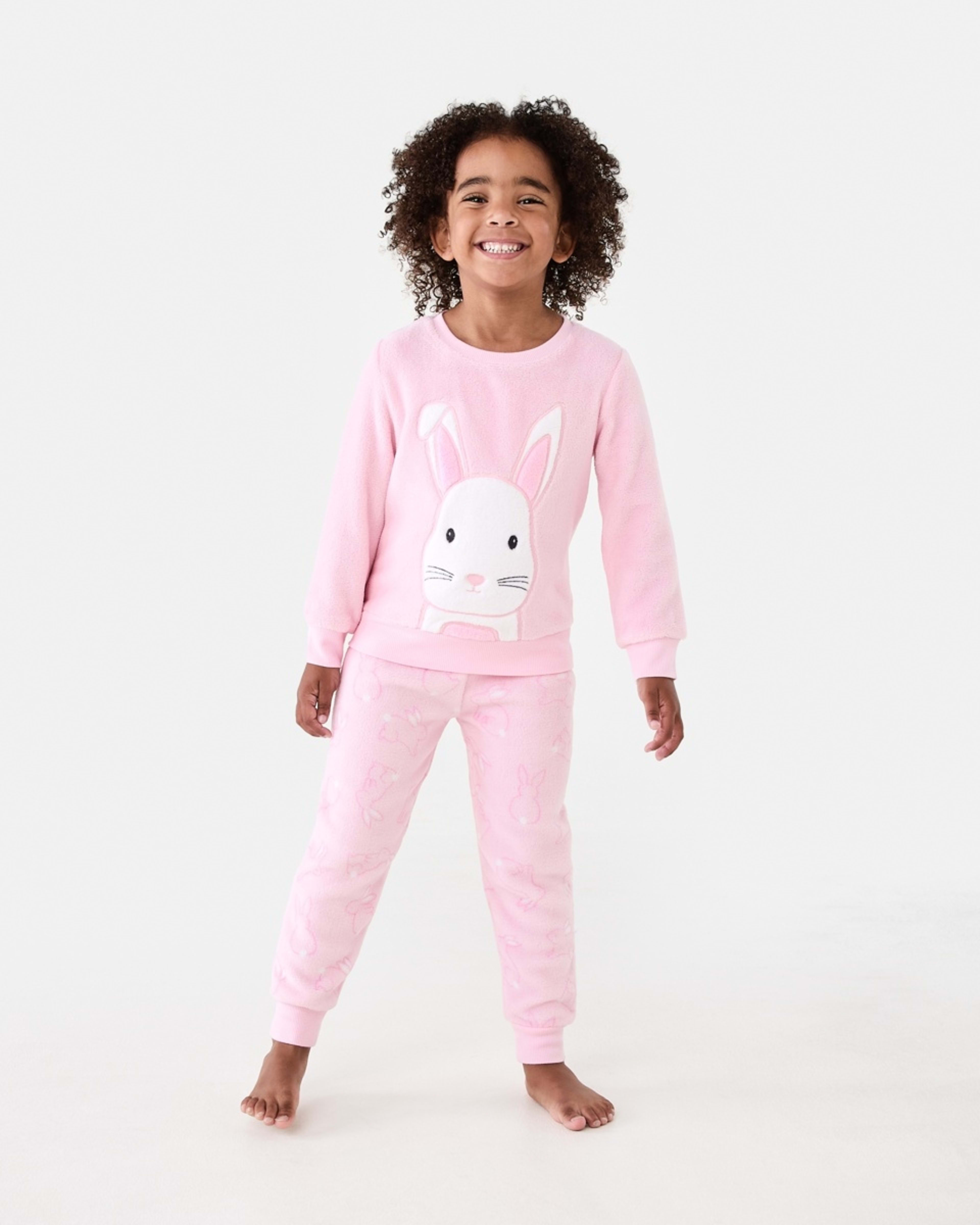 1 Fluffy Pyjama Set Pnk Bunny