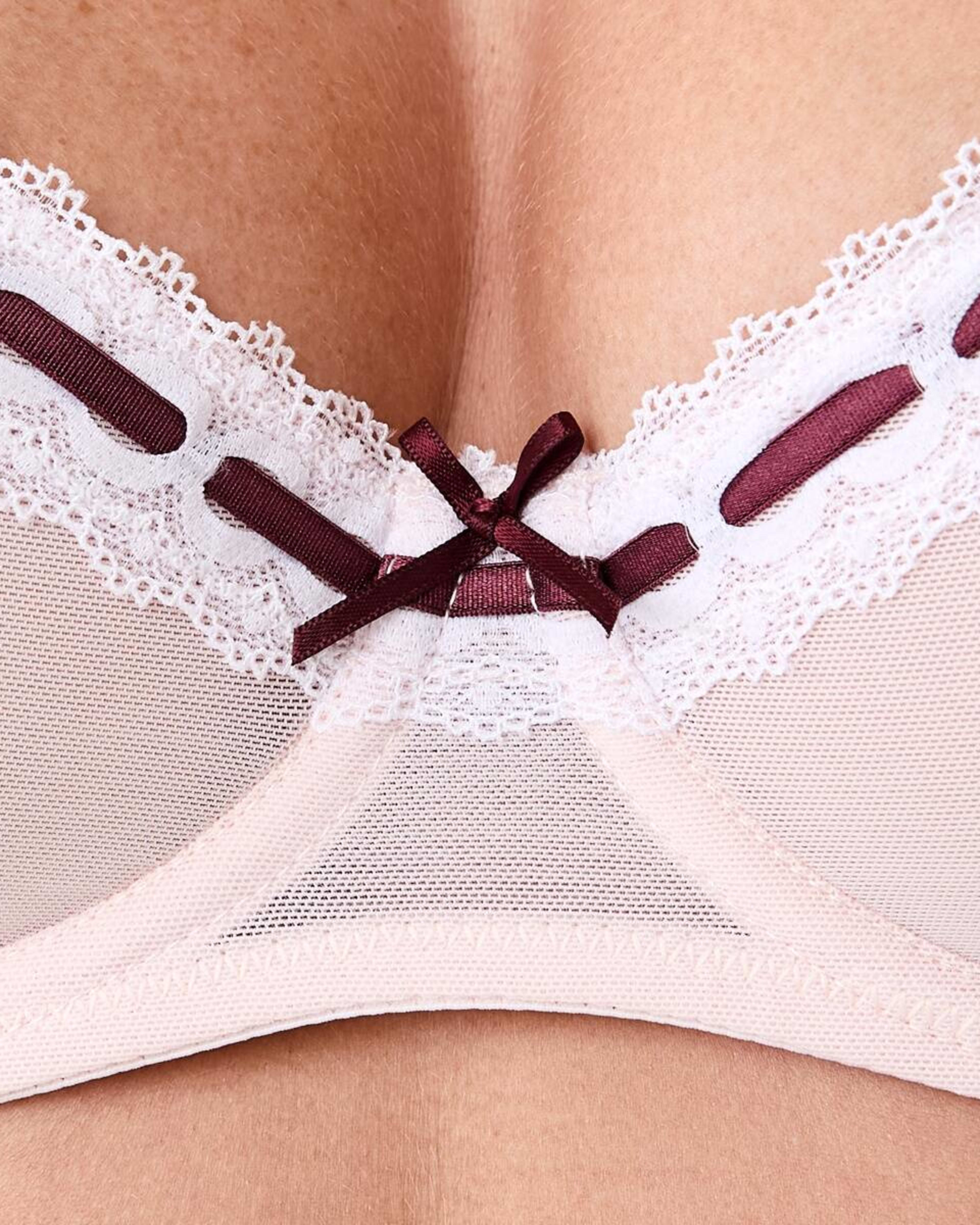 6 Co-ordinated Ribbon Trim Soft Cup Bra Pink Chalk, 6 of 7