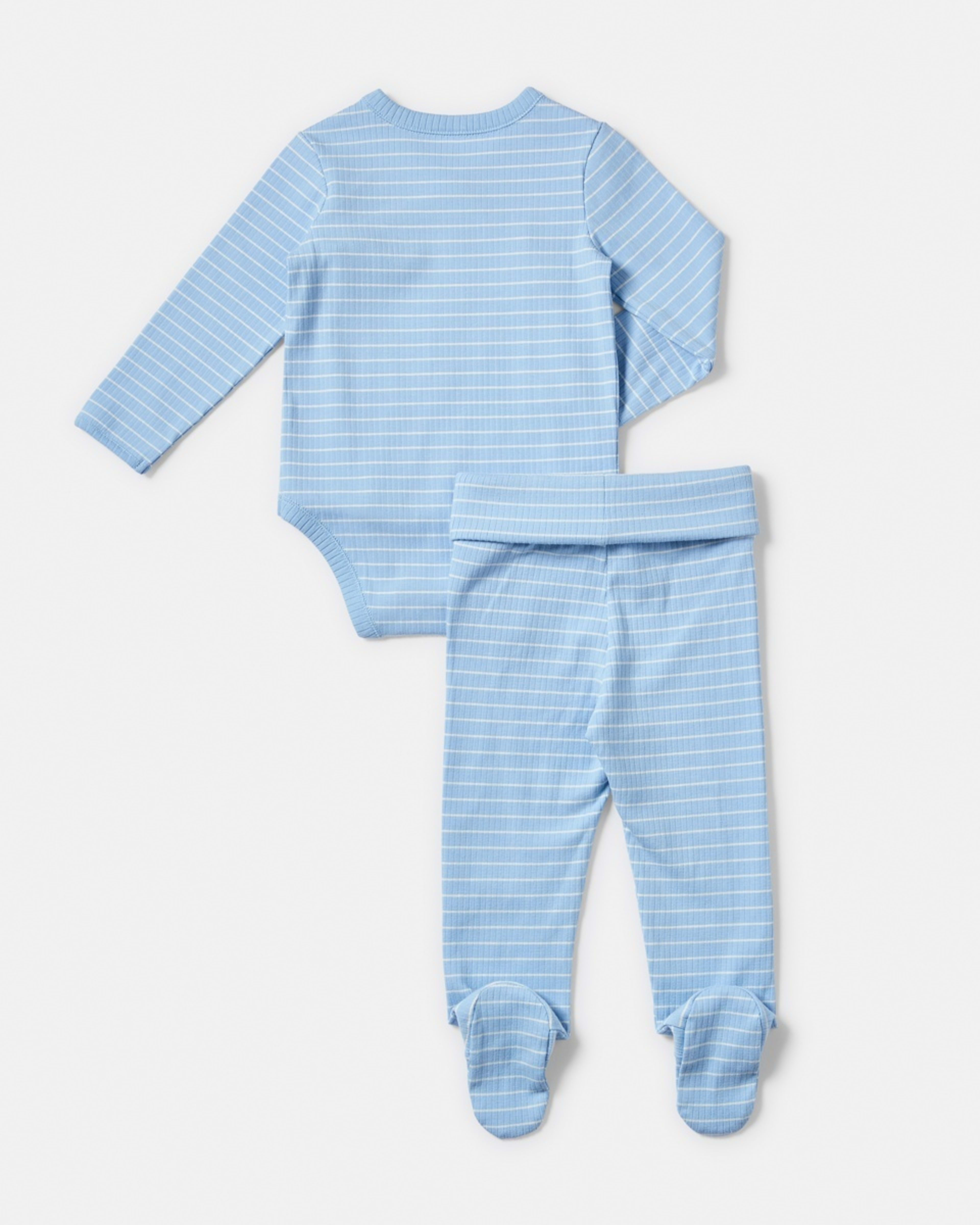 2 2 Piece Long Sleeve Wrap Newborn Set BLUE STRIPES, 2 of 6