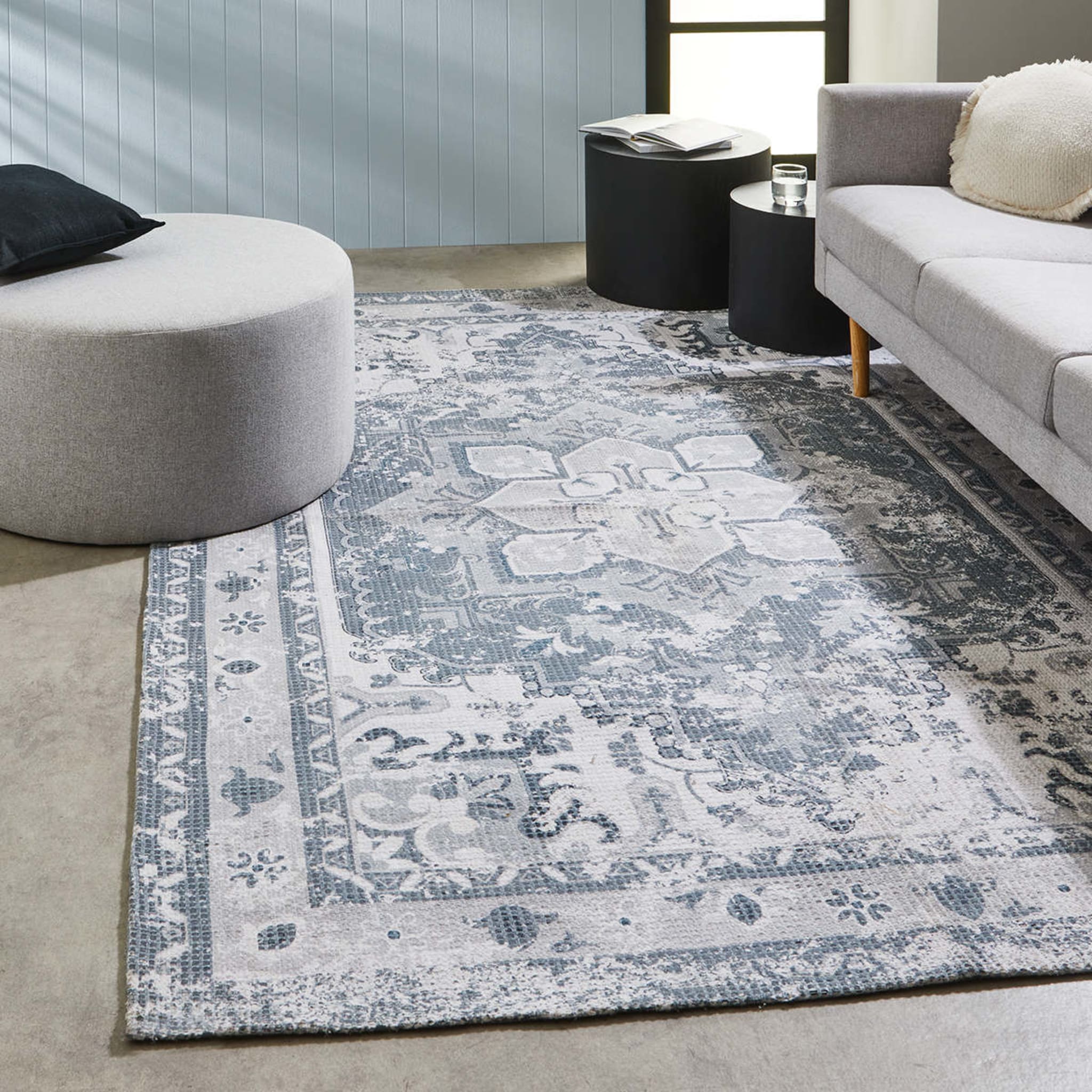 Taj Rug Grey, Extra Large 270cm x 180cm Kmart