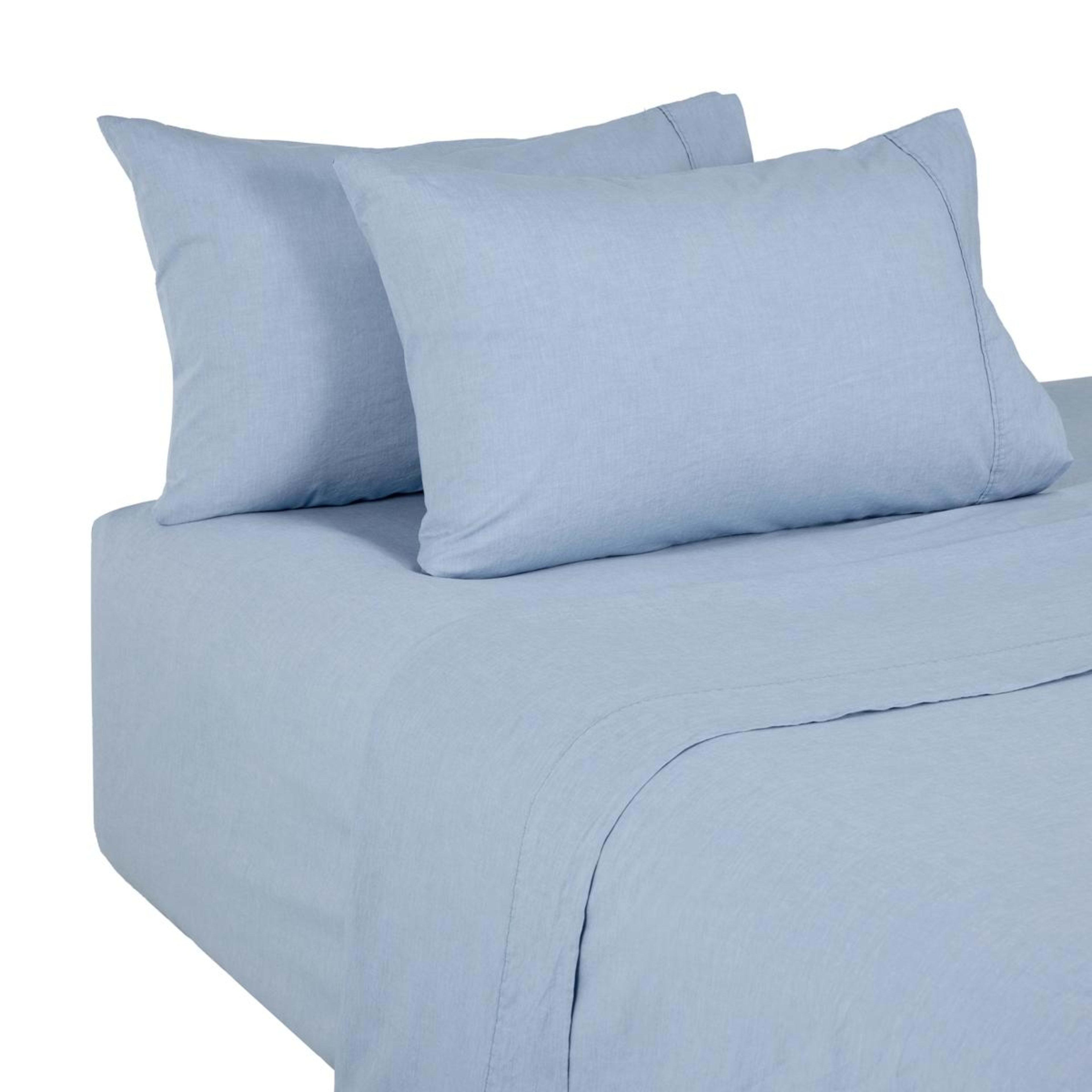 5 Stonewashed Chambray Cotton Sheet Set - King Bed, Denim, 5 of 7