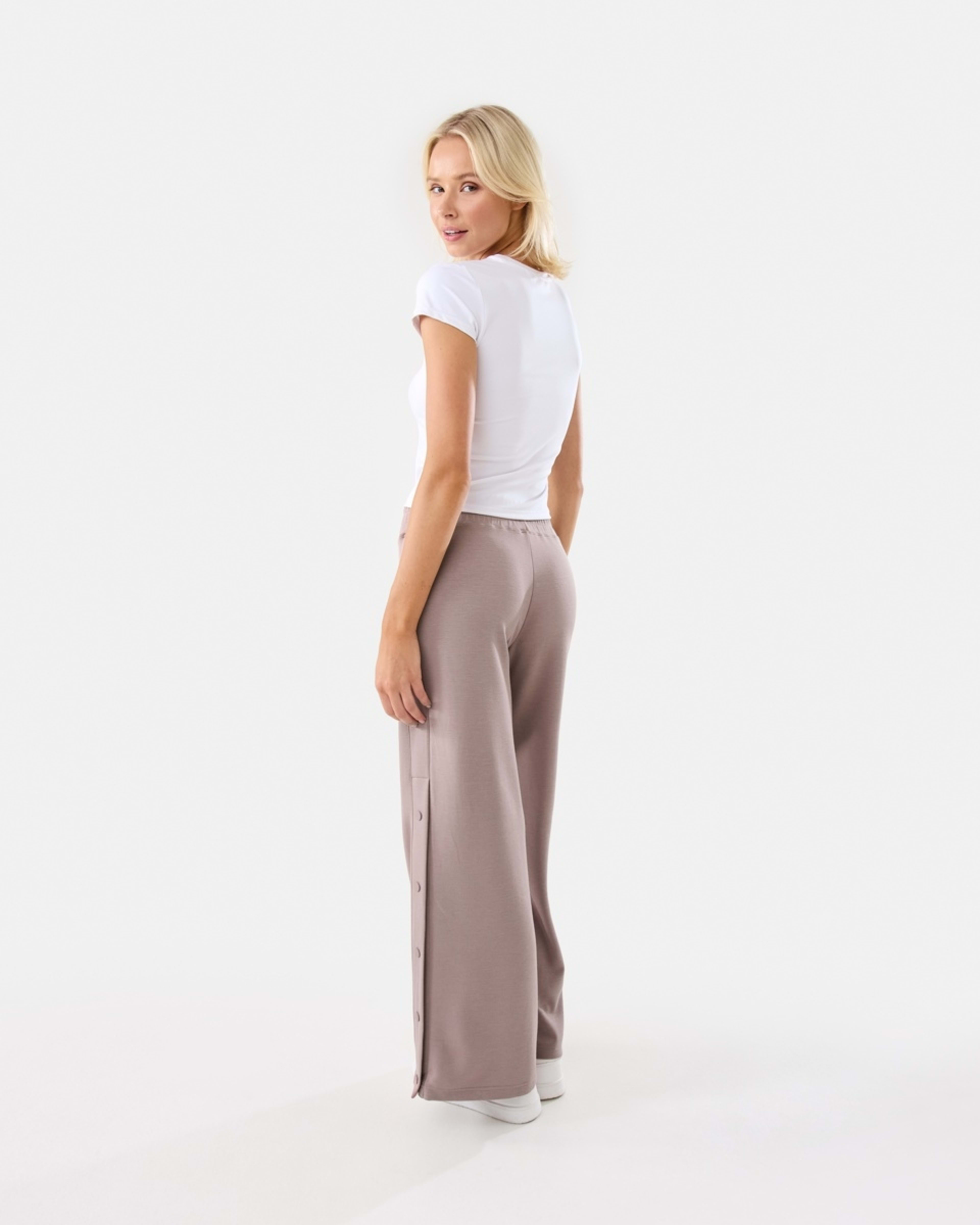 4 Active Womens Snap Trackpants Taupe Tawn, 4 of 10