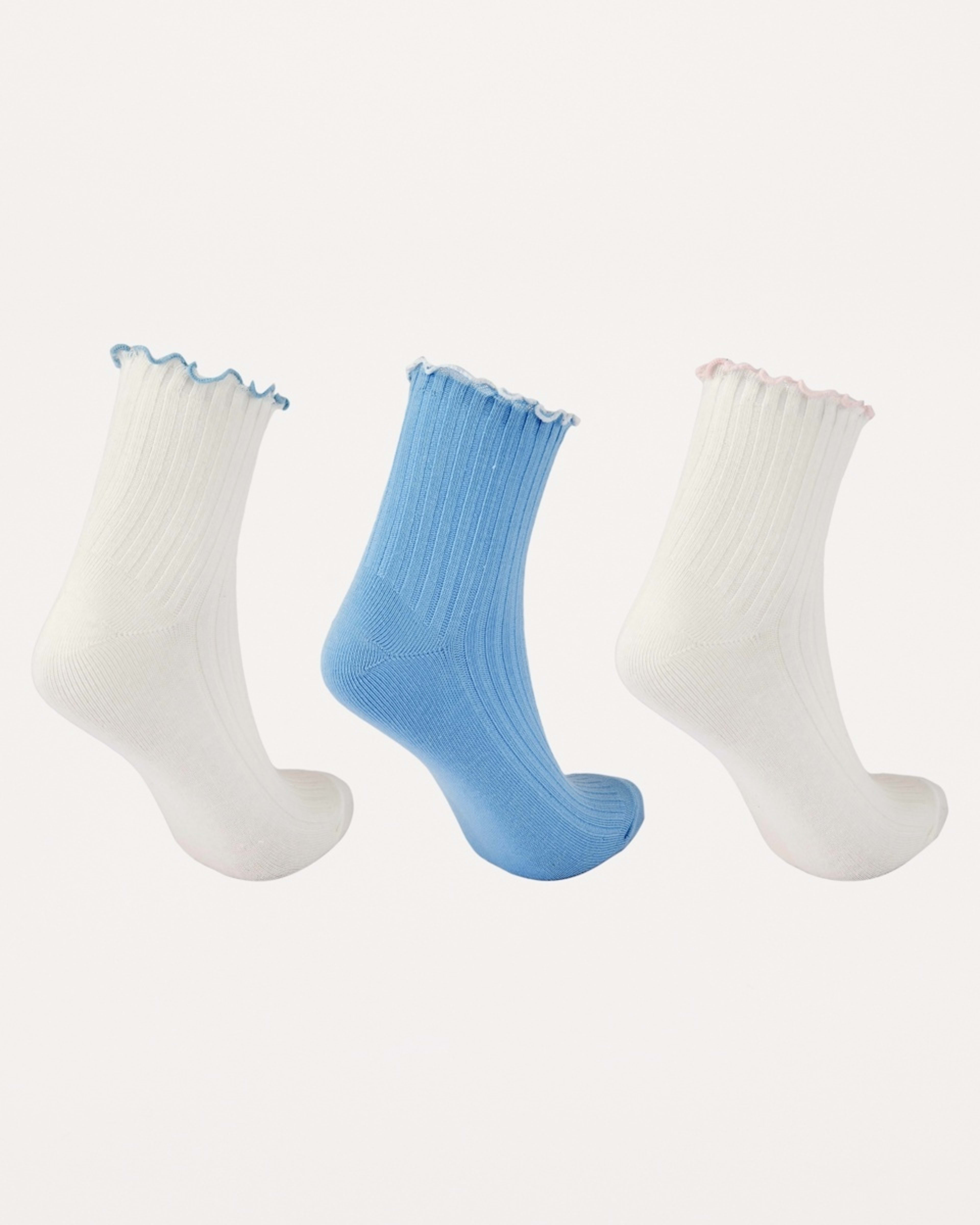 2 3 Pack Frill Quarter Crew Embroidery Socks CROISSANT SKYWAY, 2 of 3