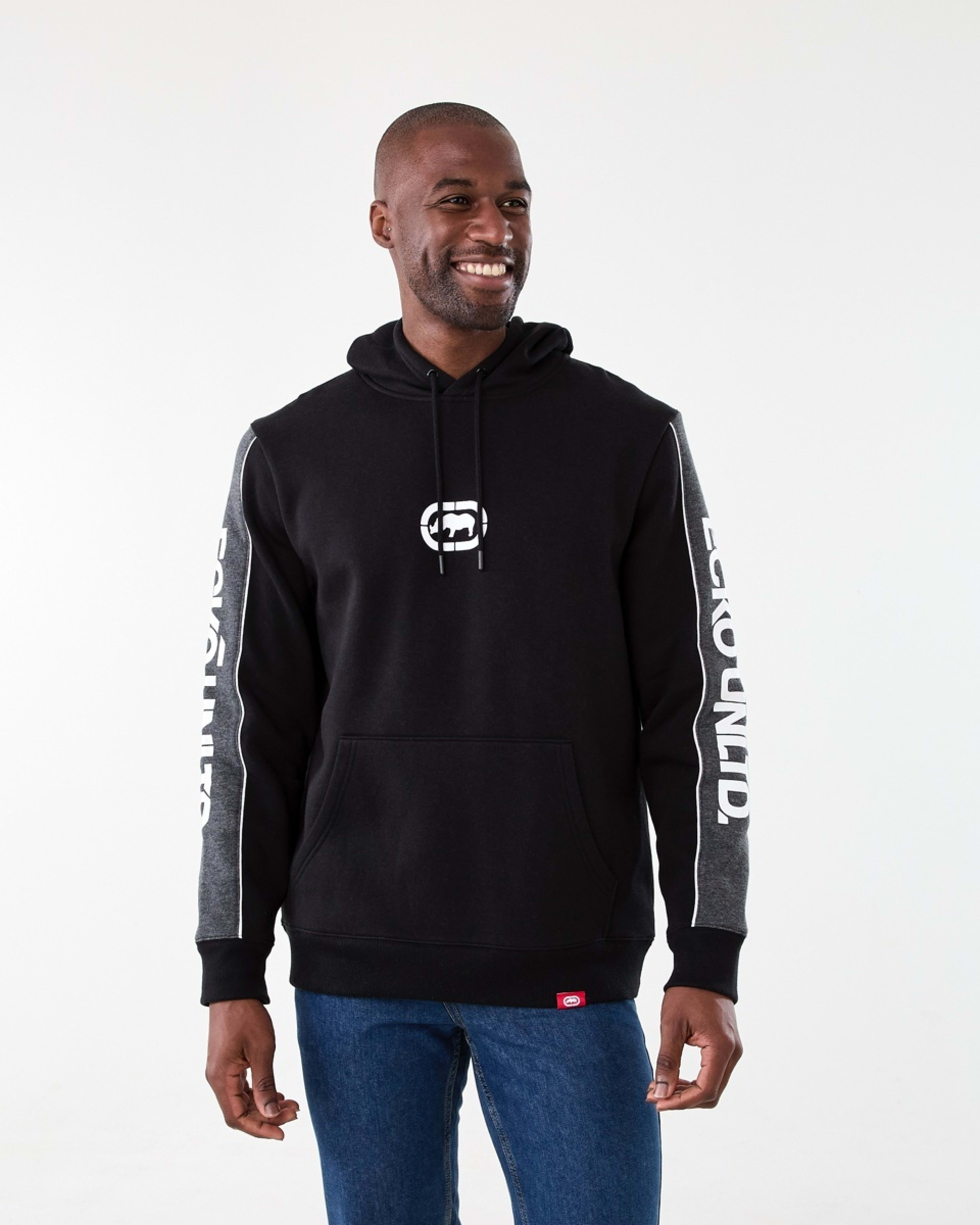 1 Ecko License Panelled Hoodie Black