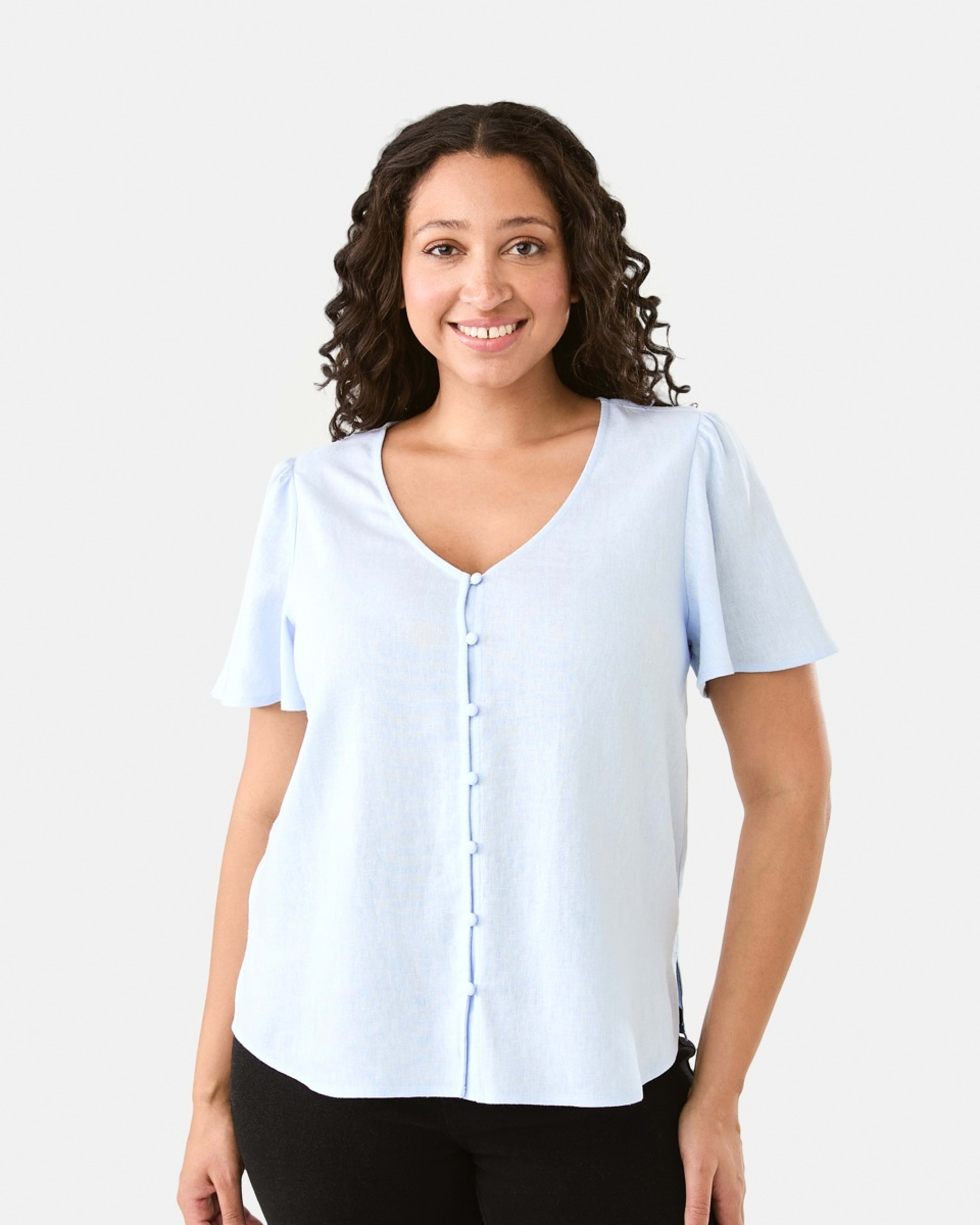 1 Short Sleeve Femme Top Blu Bysde