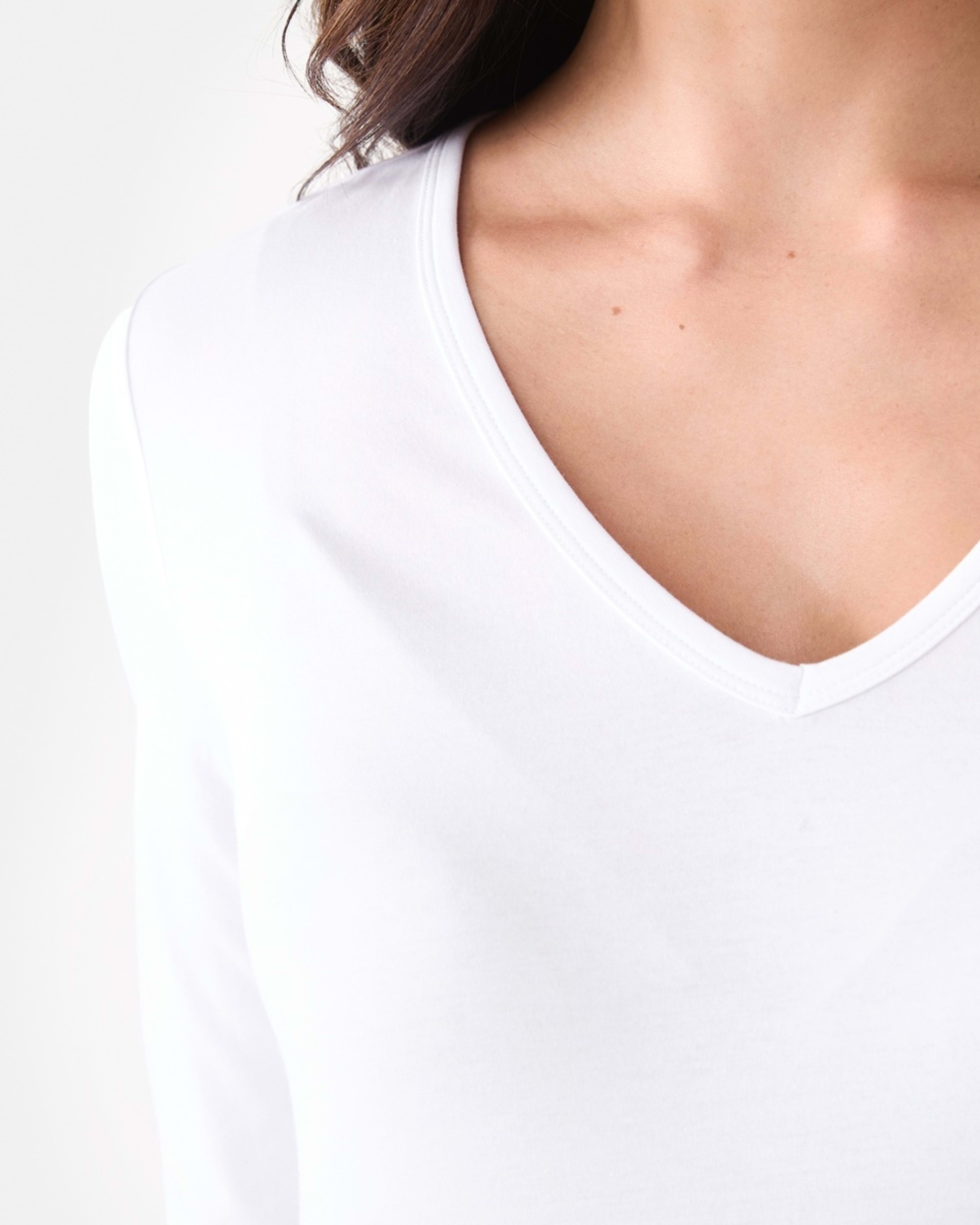 5 Long Sleeve Stretch V-Neck T-shirt White, 5 of 5