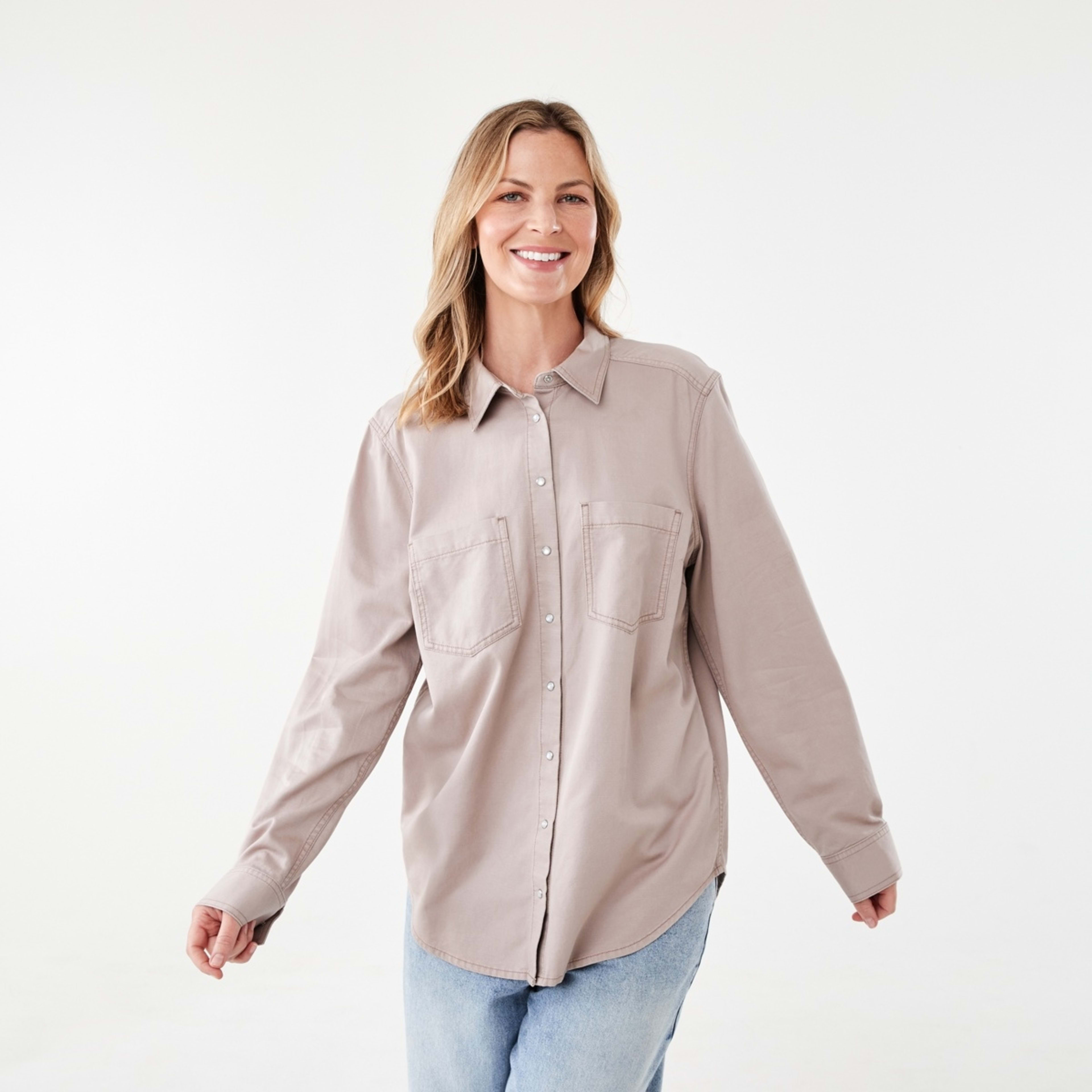1 Long Sleeve Cotton Slub Shirt Storm Pnk, 1 of 7