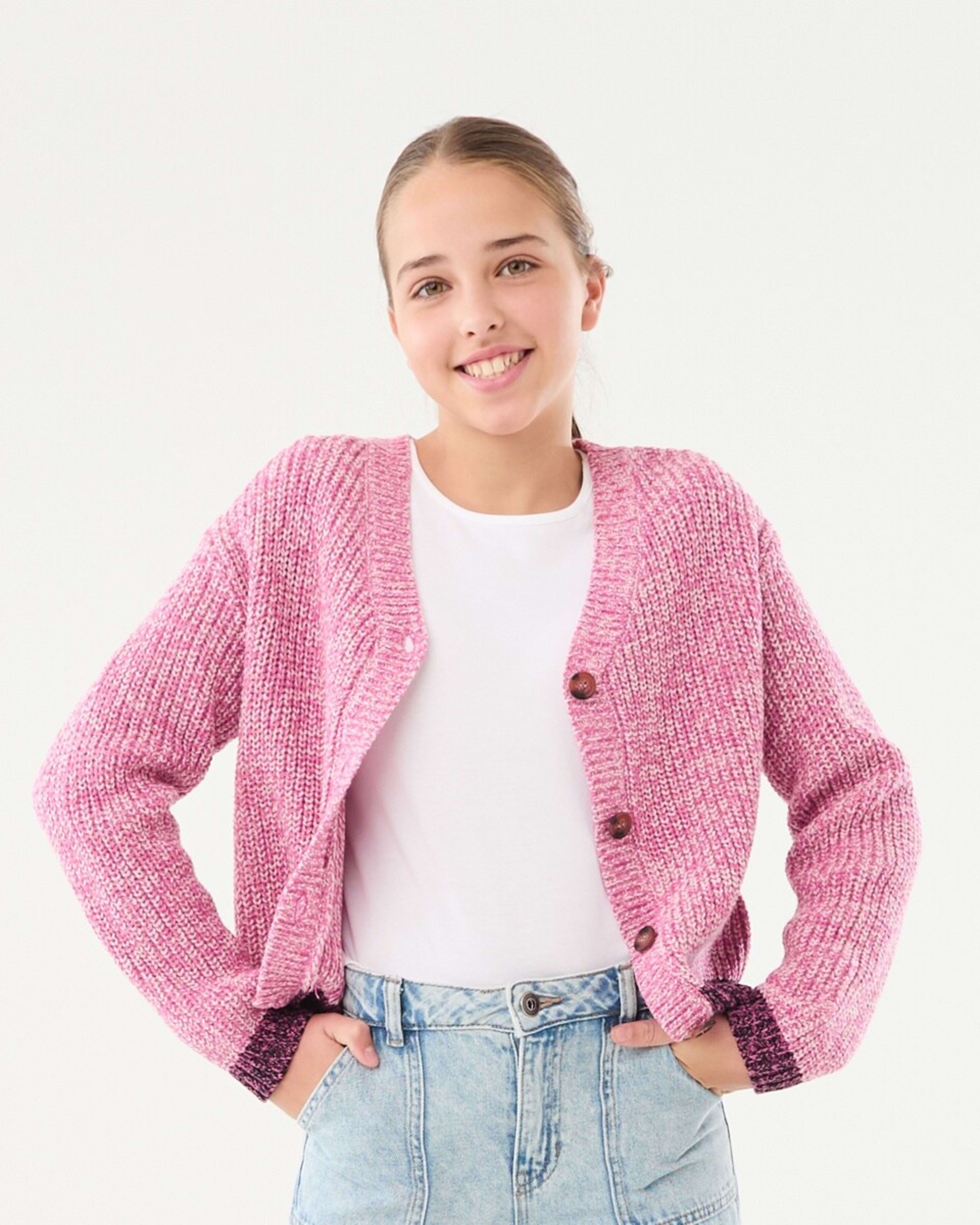 1 Button Through Cardigan Space Pink