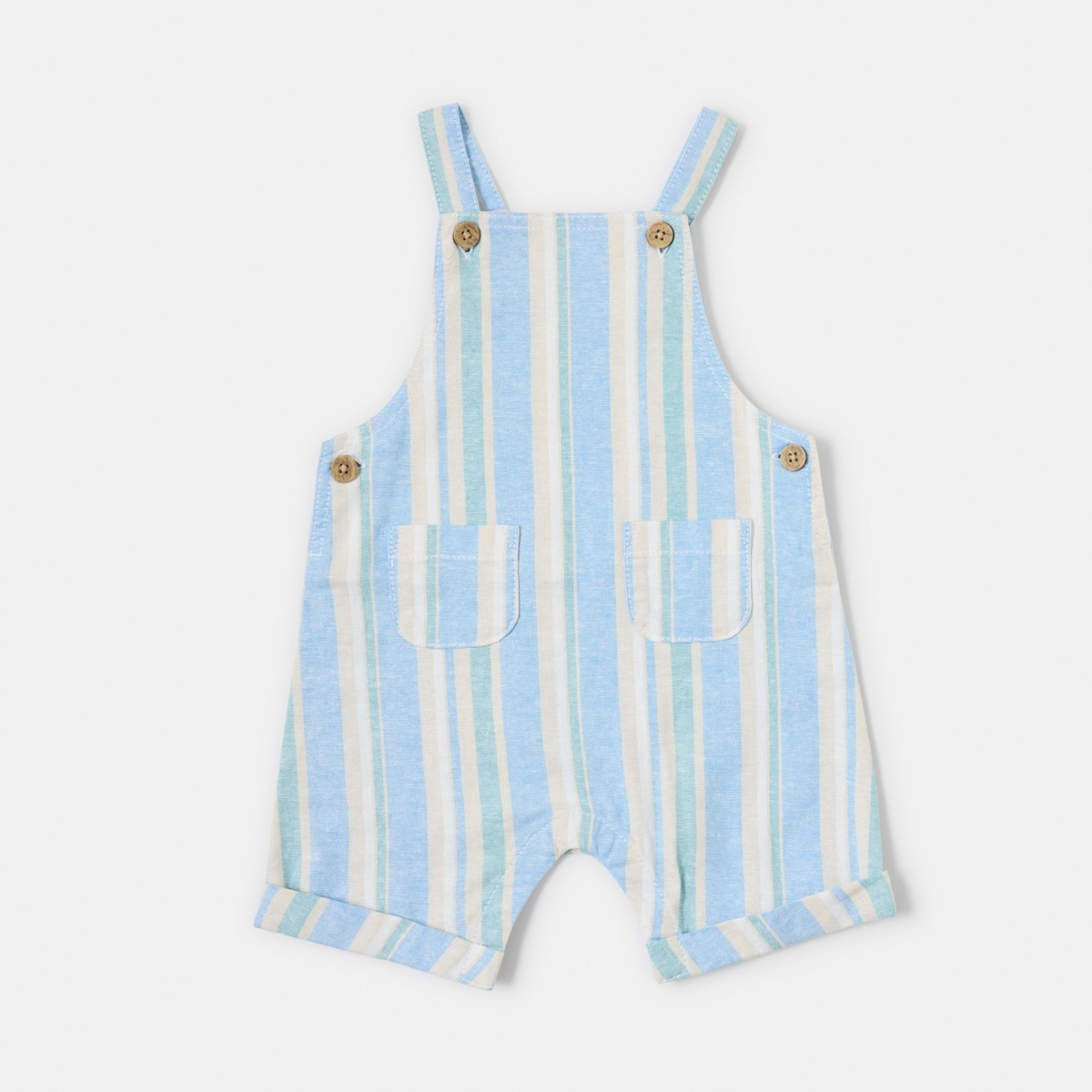 3 Woven Dungaree Set Blue Strp, 3 of 6