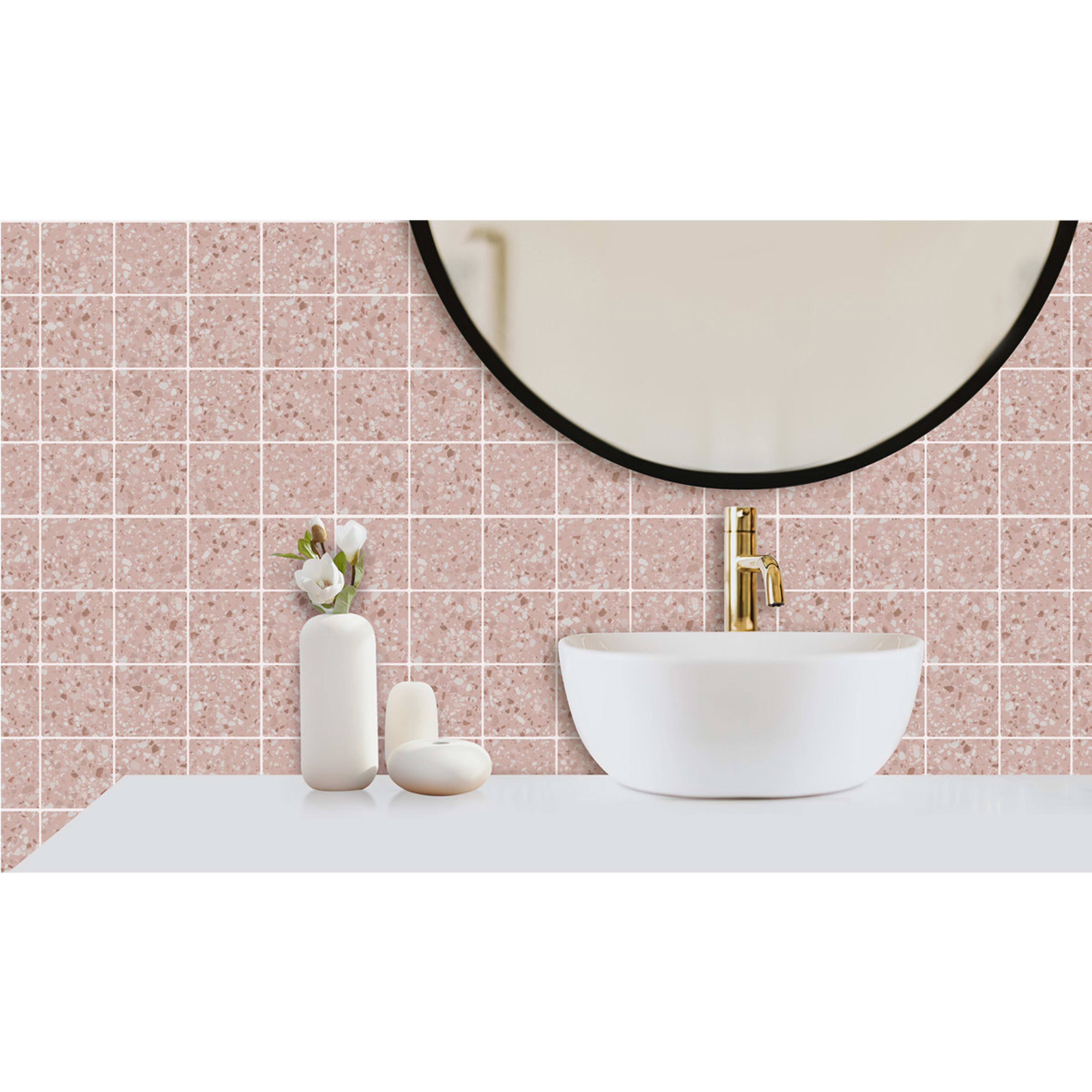 5 Pack Self Adhesive 3D Tiles Pink Terrazzo Kmart