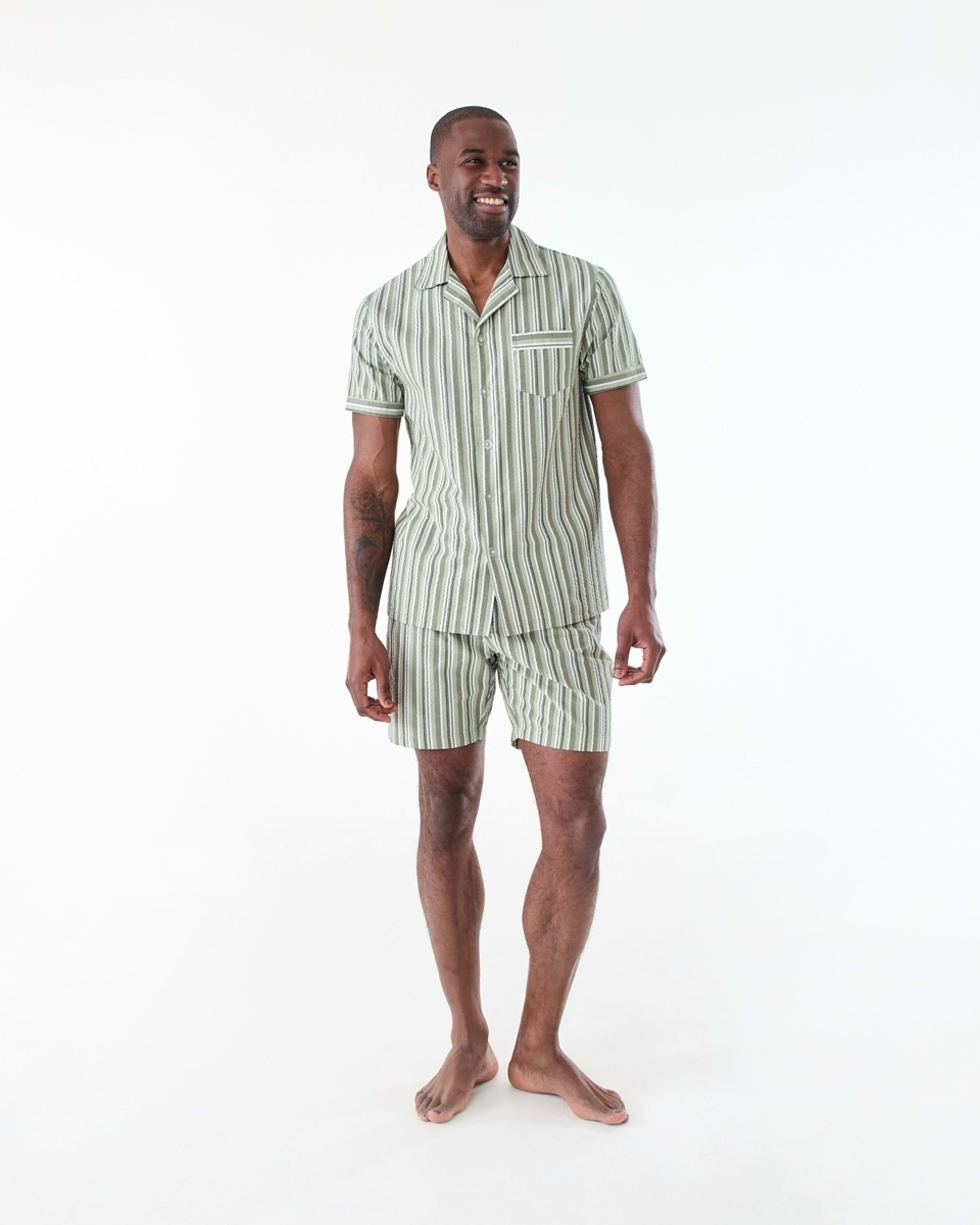 8 Short Sleeve Button Through Pyjama Set CANAL STRIPE, 8 of 8