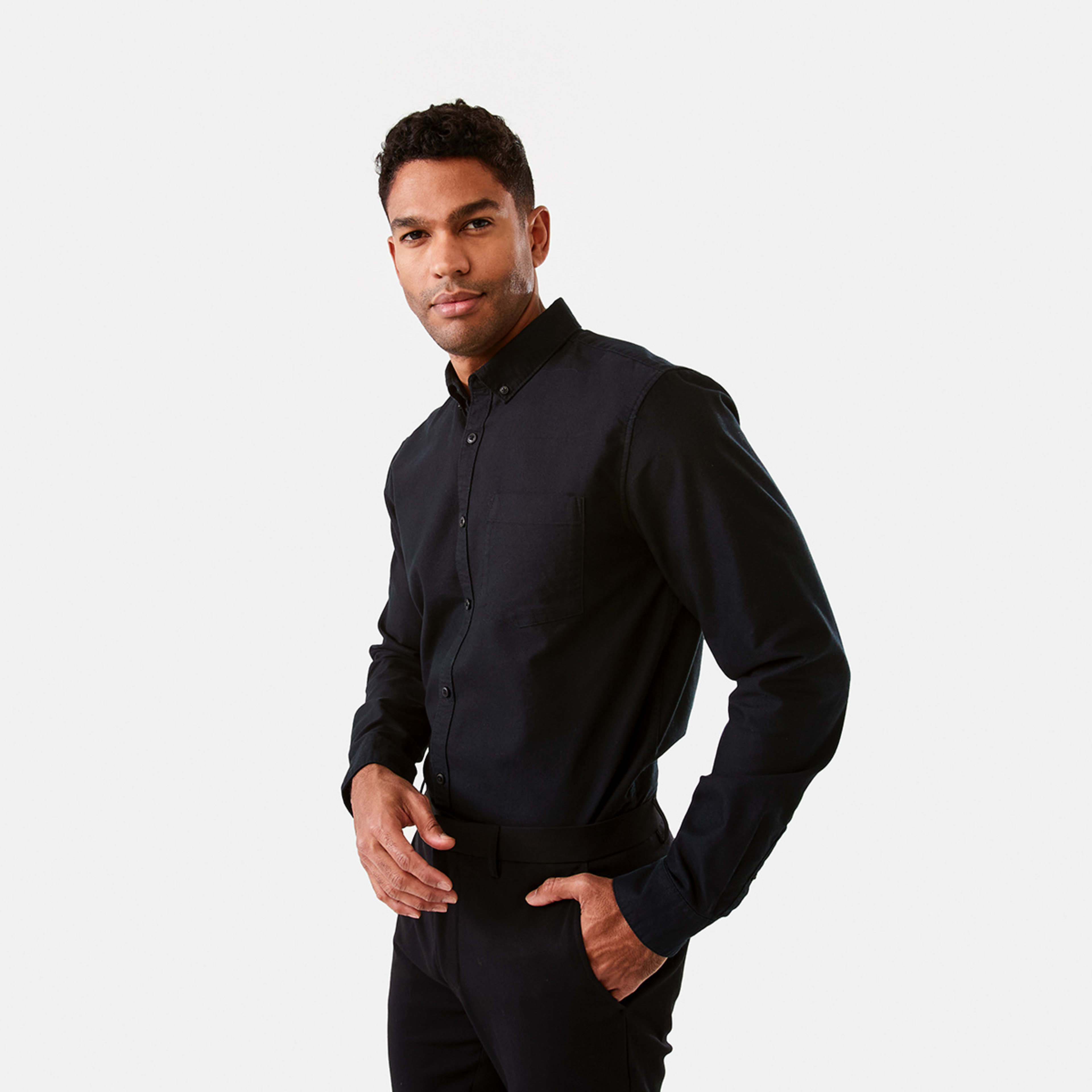 2 Long Sleeve Oxford Shirt Black, 2 of 7